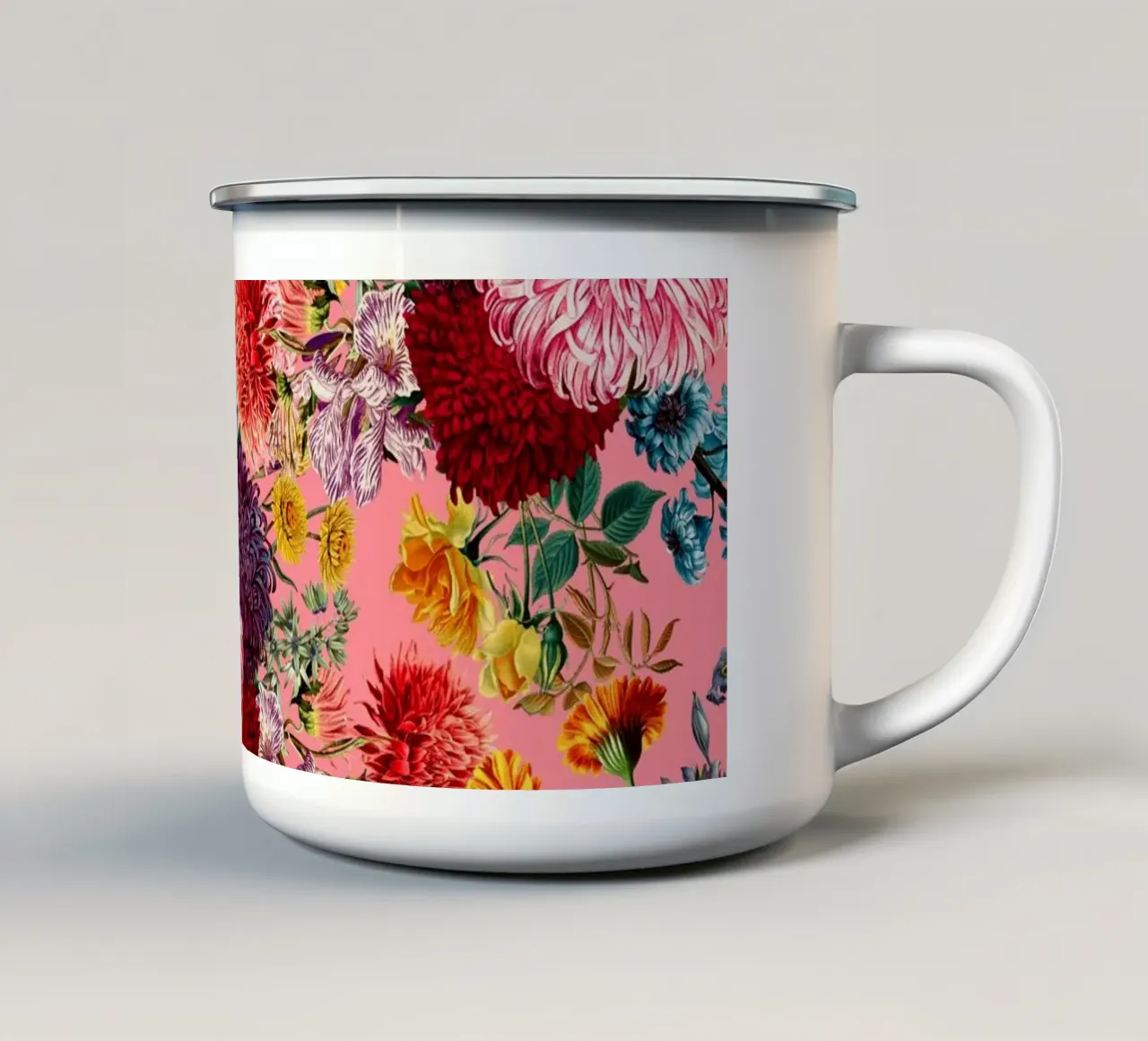 Floral Pink Pattern tazza in smalto da burcukorkmazyurek