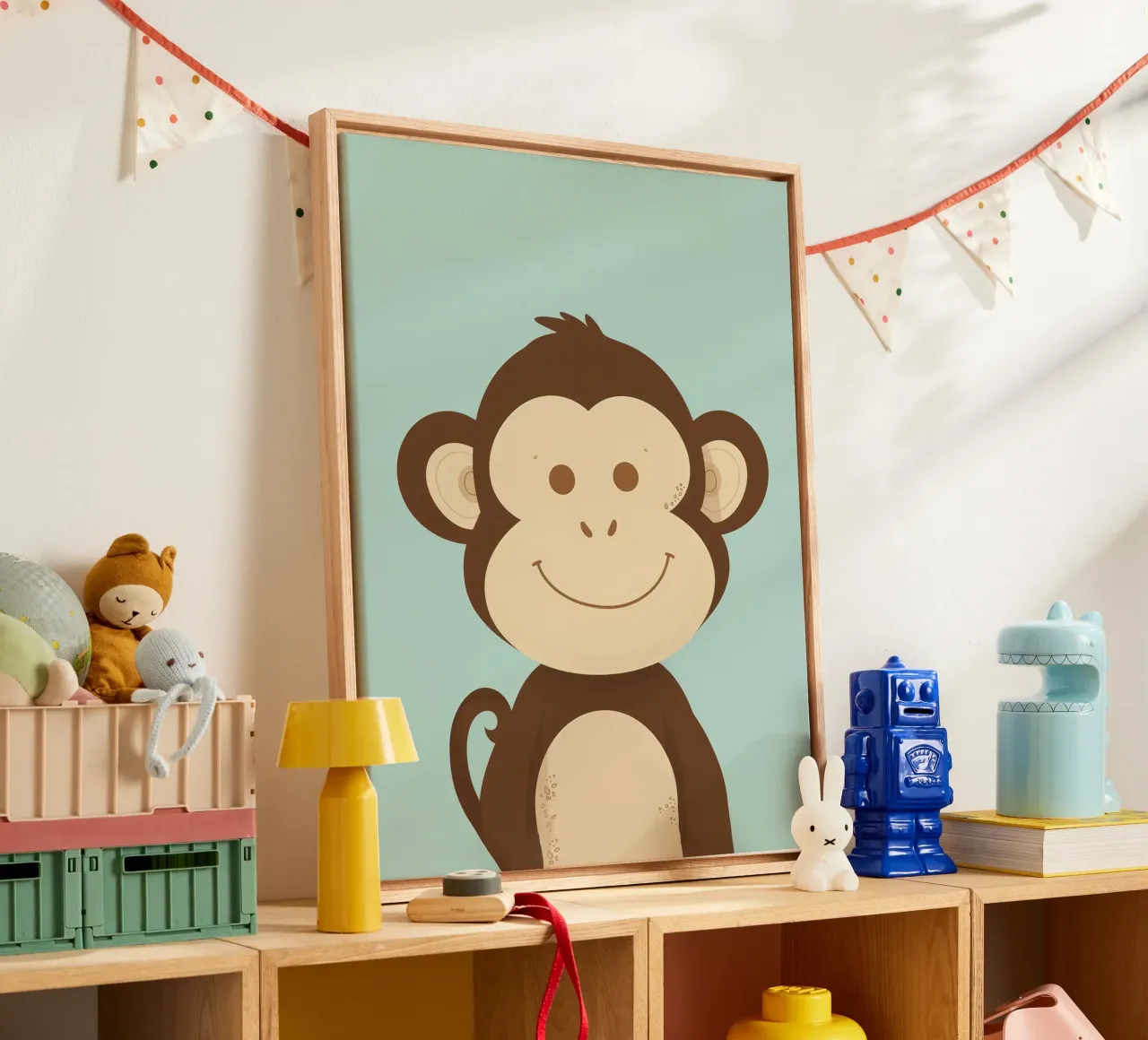 Scimmia felice tela con Cornice a cassetta da DesignDoodle