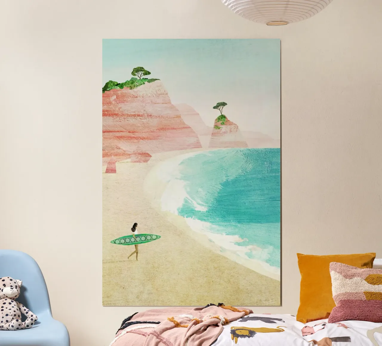 Surf Girl poster avec cadre en bois de Henry Rivers