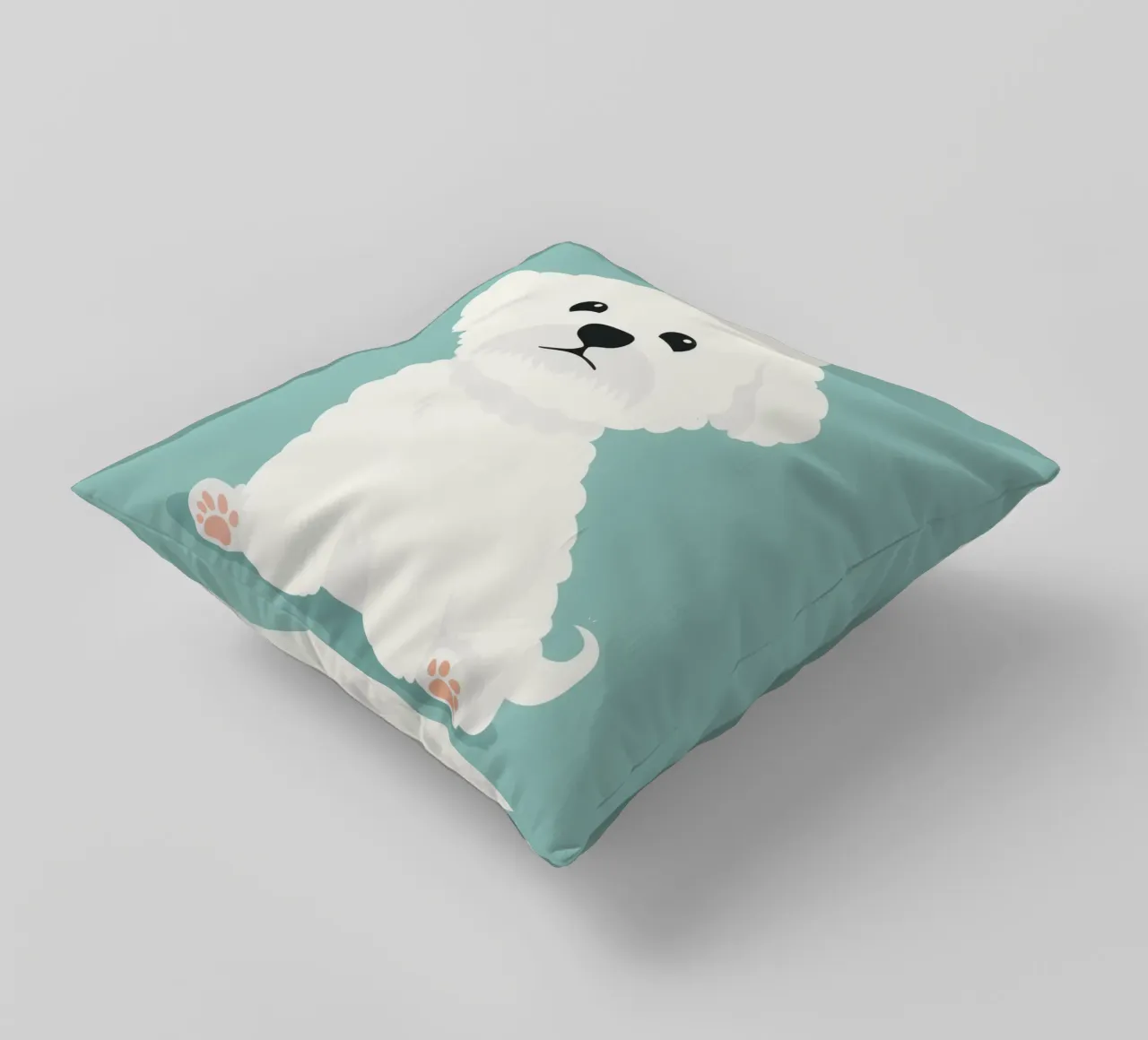 Un Bichon Frise soffice e coccoloso cuscino da DesignDoodle