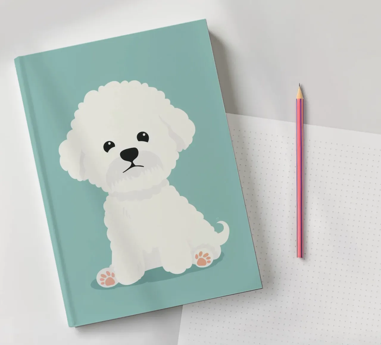 Fluffy and cuddly Bichon Frise notebook by DesignDoodle