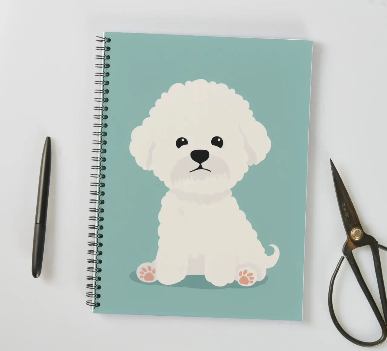 Fluffy and cuddly Bichon Frise spiral notebook by DesignDoodle