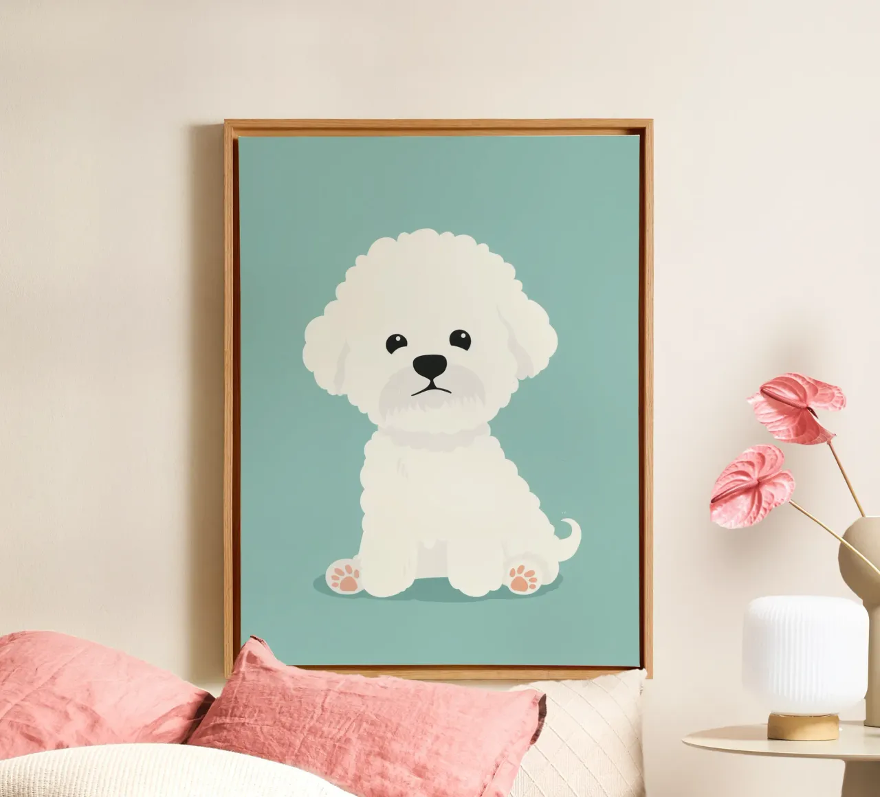 Fluffy and cuddly Bichon Frise canvas by DesignDoodle