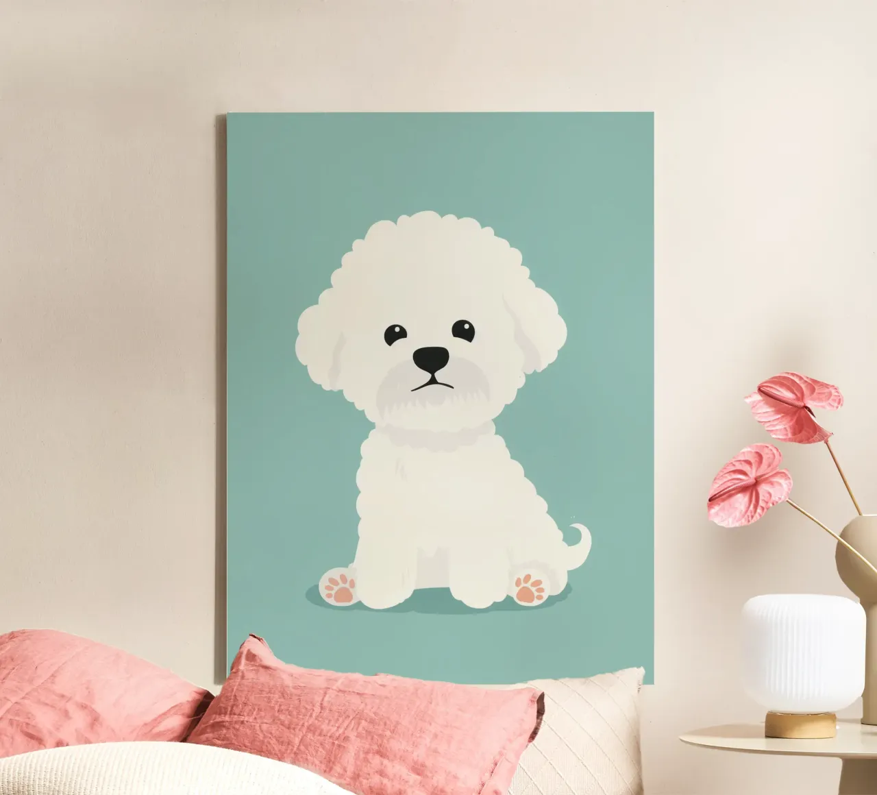Fluffy and cuddly Bichon Frise canvas by DesignDoodle