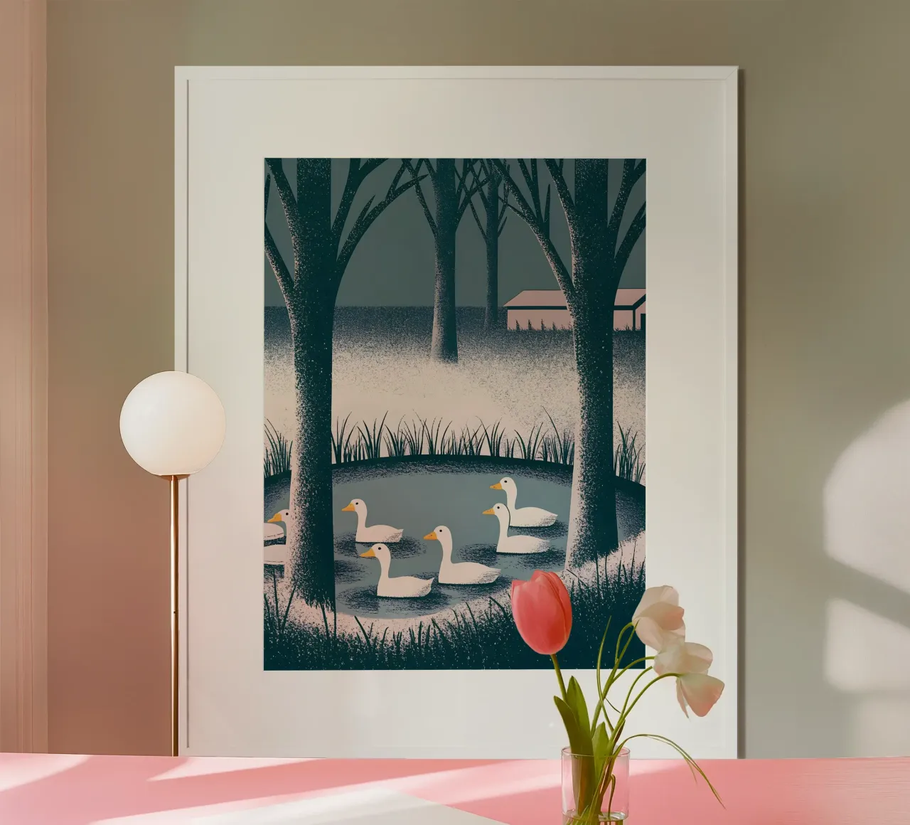 Nuotare con le anatre poster con telaio in alluminio da SOUL SHOP