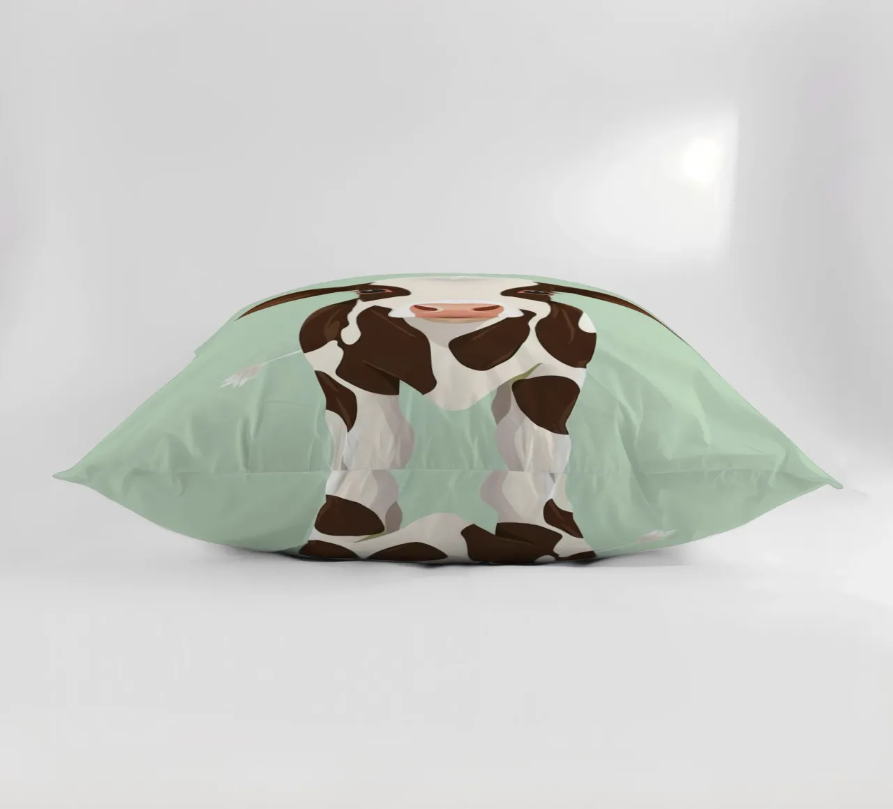 charming cow design with a playful gaze decorative cushion by DesignDoodle