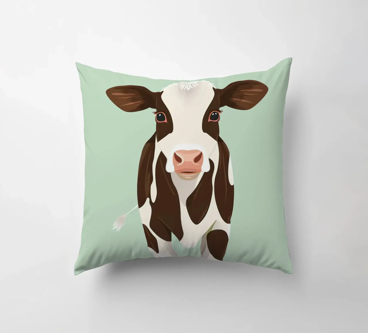 charming cow design with a playful gaze decorative cushion by DesignDoodle