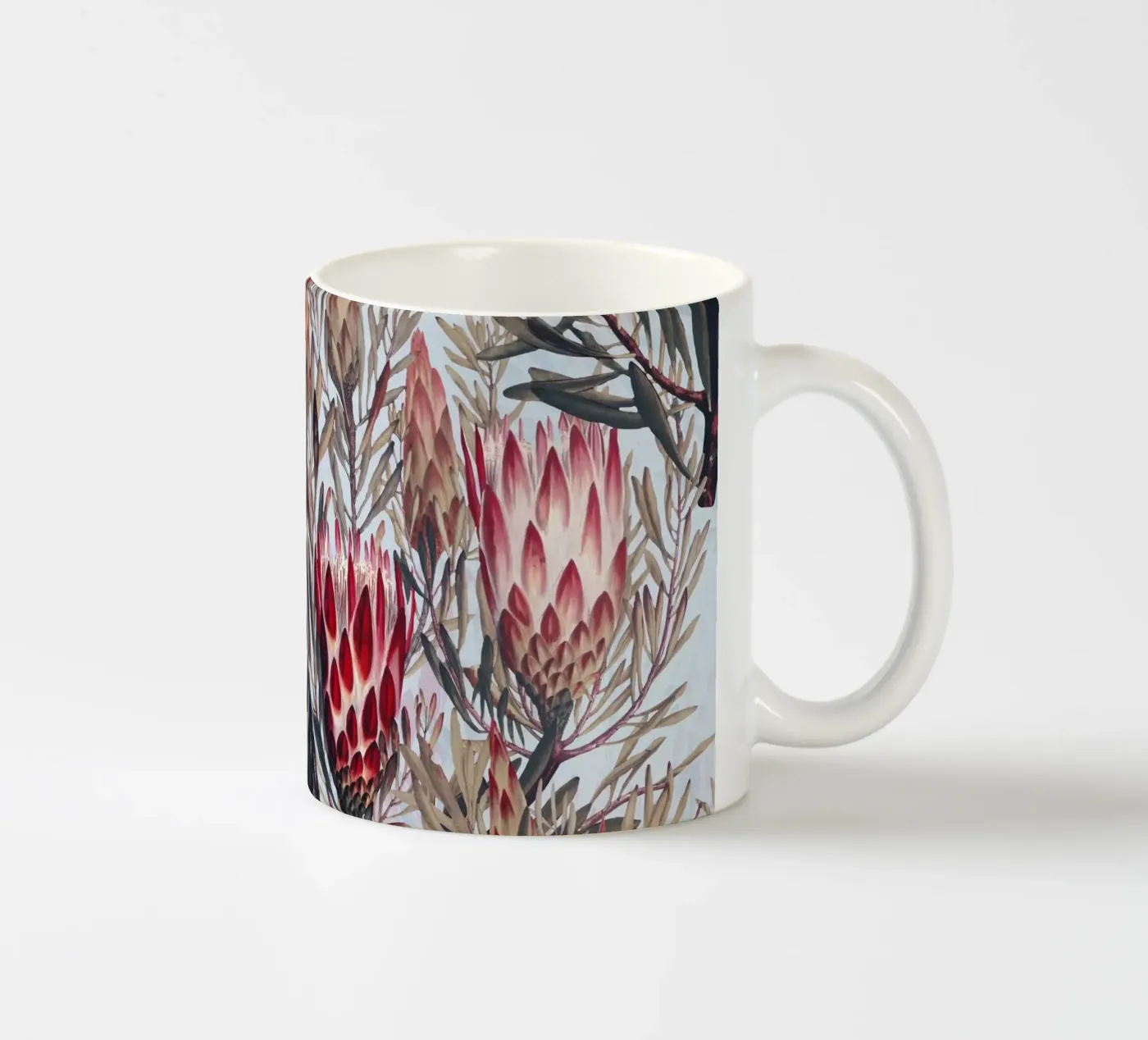 Protea Pattern II ceramic mug by burcukorkmazyurek