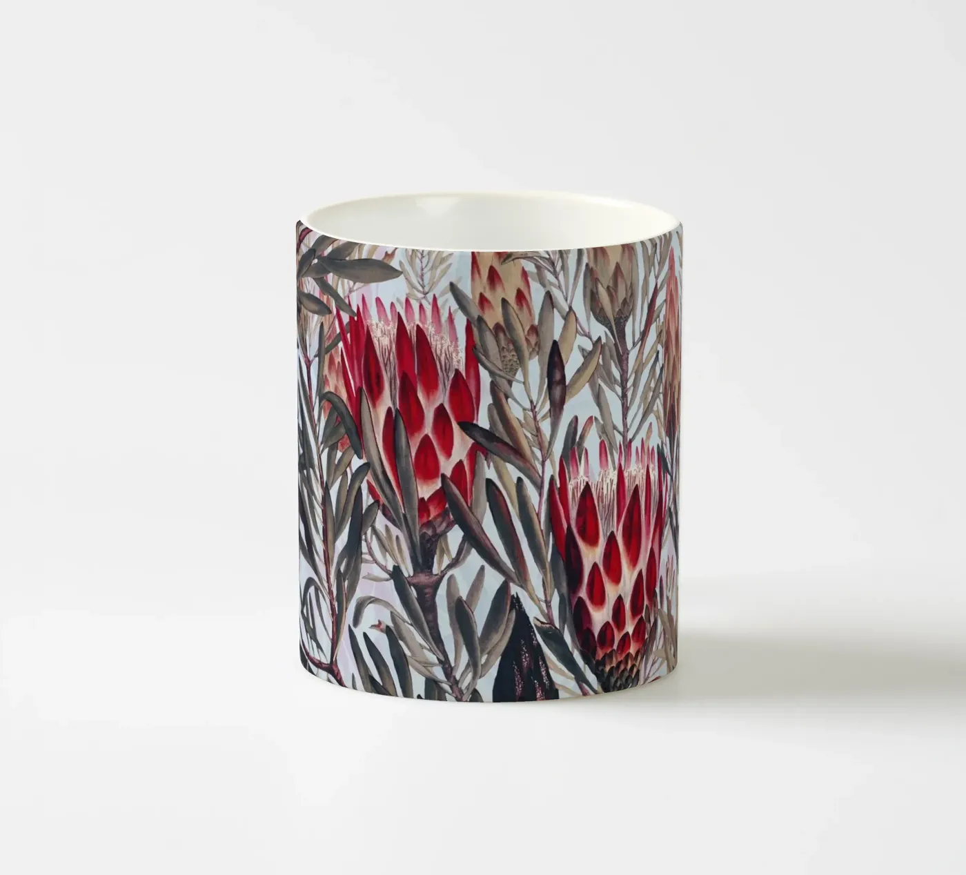 Protea Pattern II ceramic mug by burcukorkmazyurek
