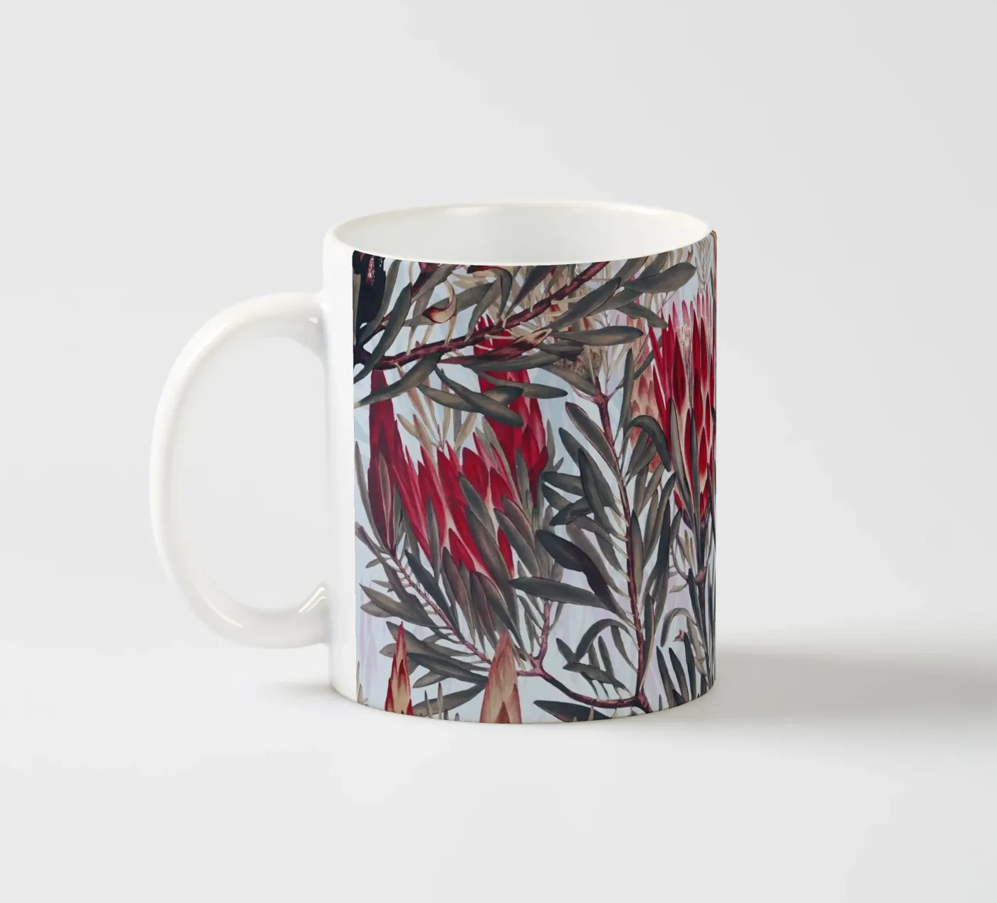 Protea Pattern II ceramic mug by burcukorkmazyurek