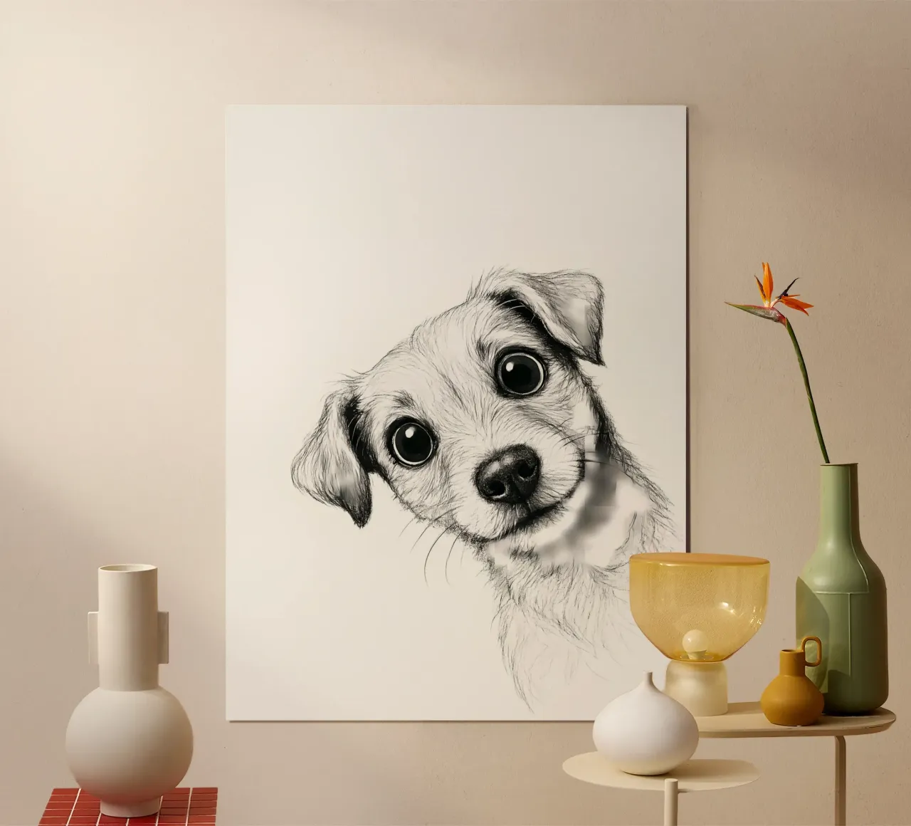 Glurende Terrier Schets - Schattige Hondenkunst poster van flufftee