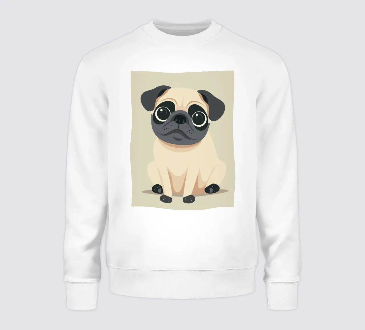 süßer verspielter Mops sitzend Sweatshirt von DesignDoodle