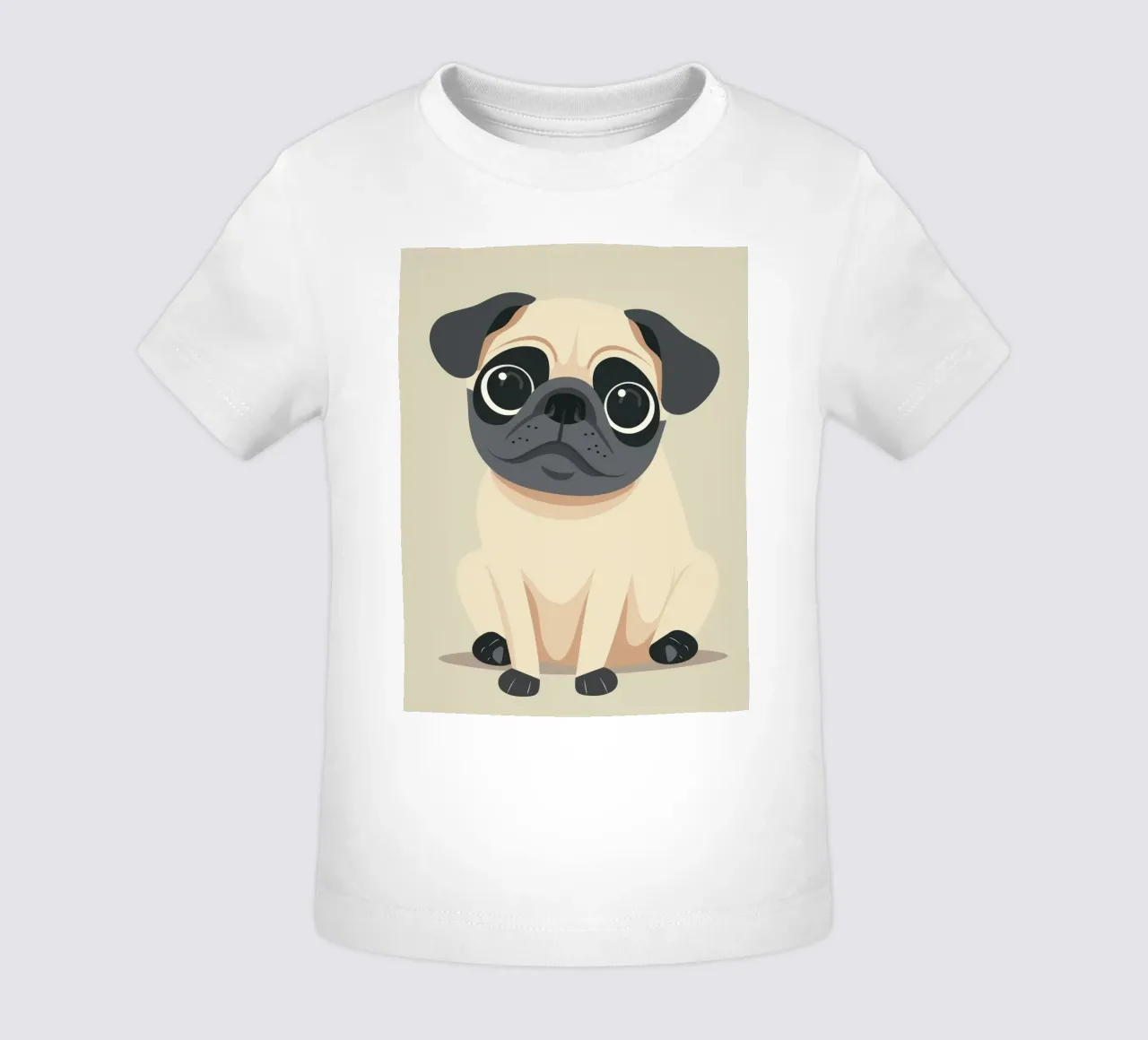cute Playful Pug sitting baby t-shirt by DesignDoodle