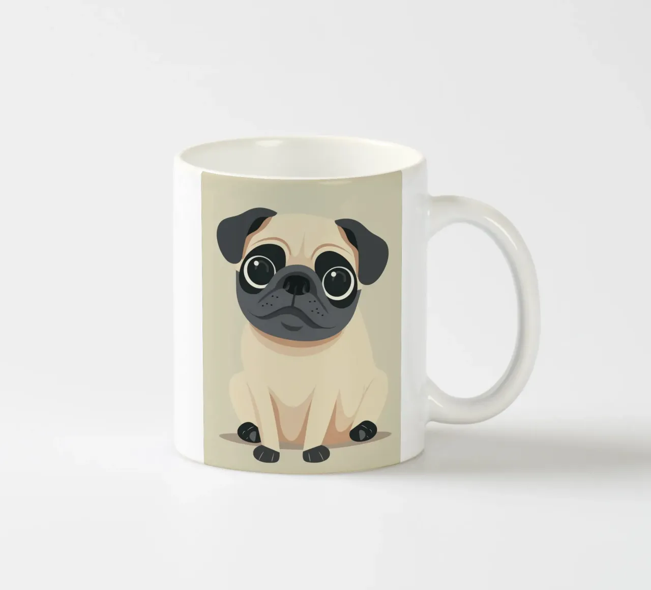 schattige speelse mopshond zittend keramische mok van DesignDoodle