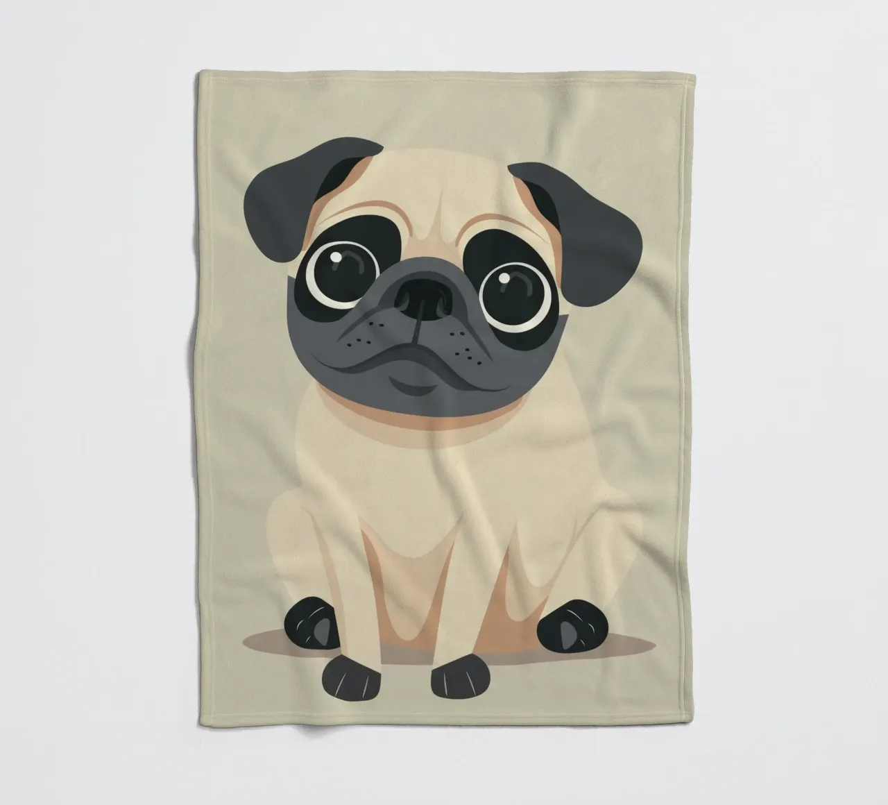 süßer verspielter Mops sitzend Fleecedecke von DesignDoodle