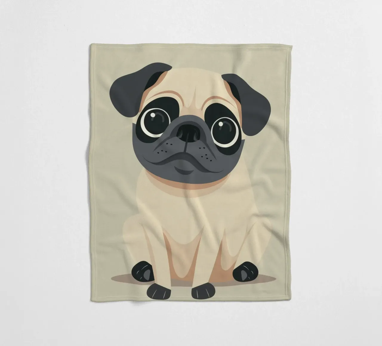 süßer verspielter Mops sitzend Fleecedecke von DesignDoodle