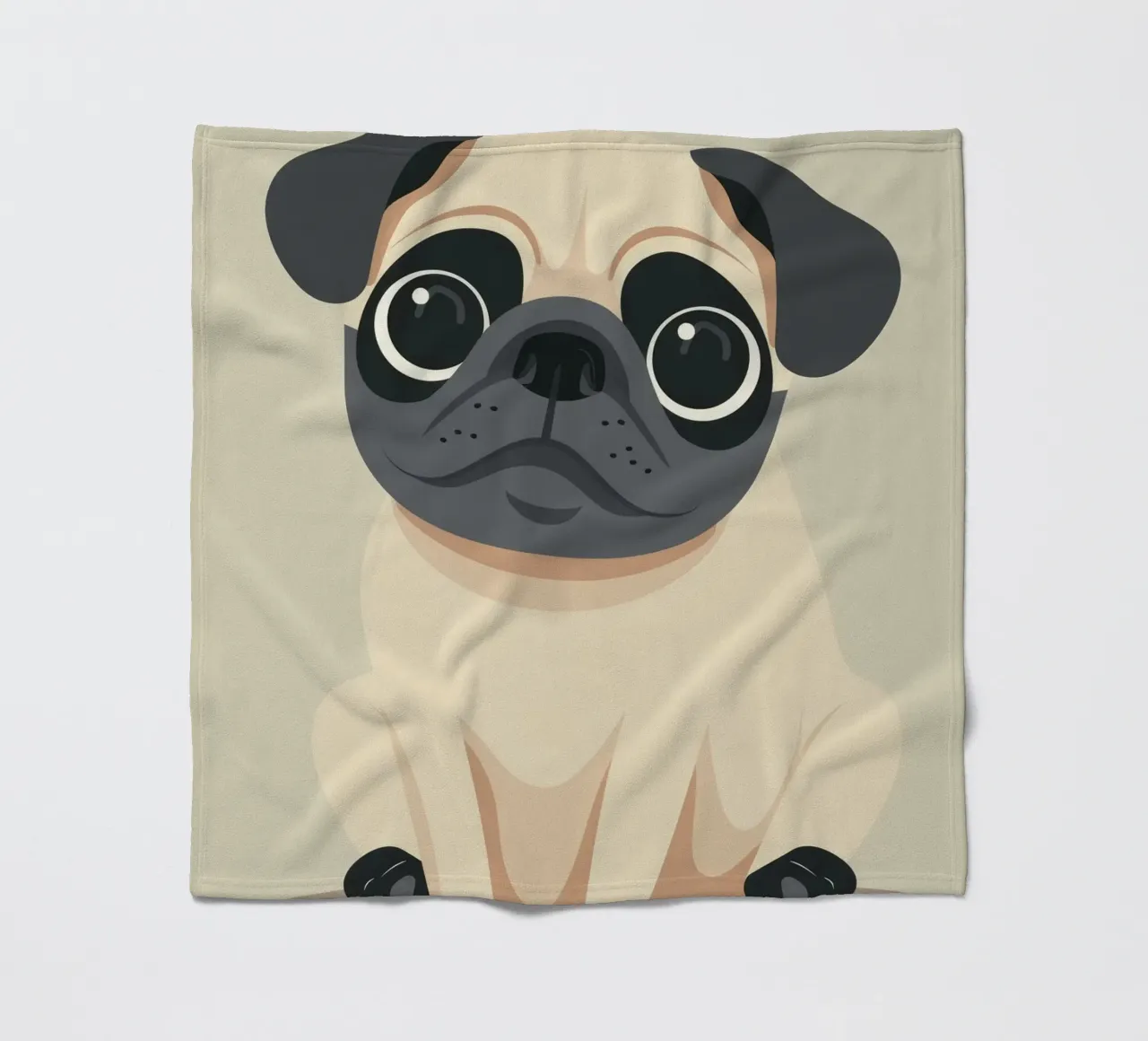 süßer verspielter Mops sitzend Fleecedecke von DesignDoodle