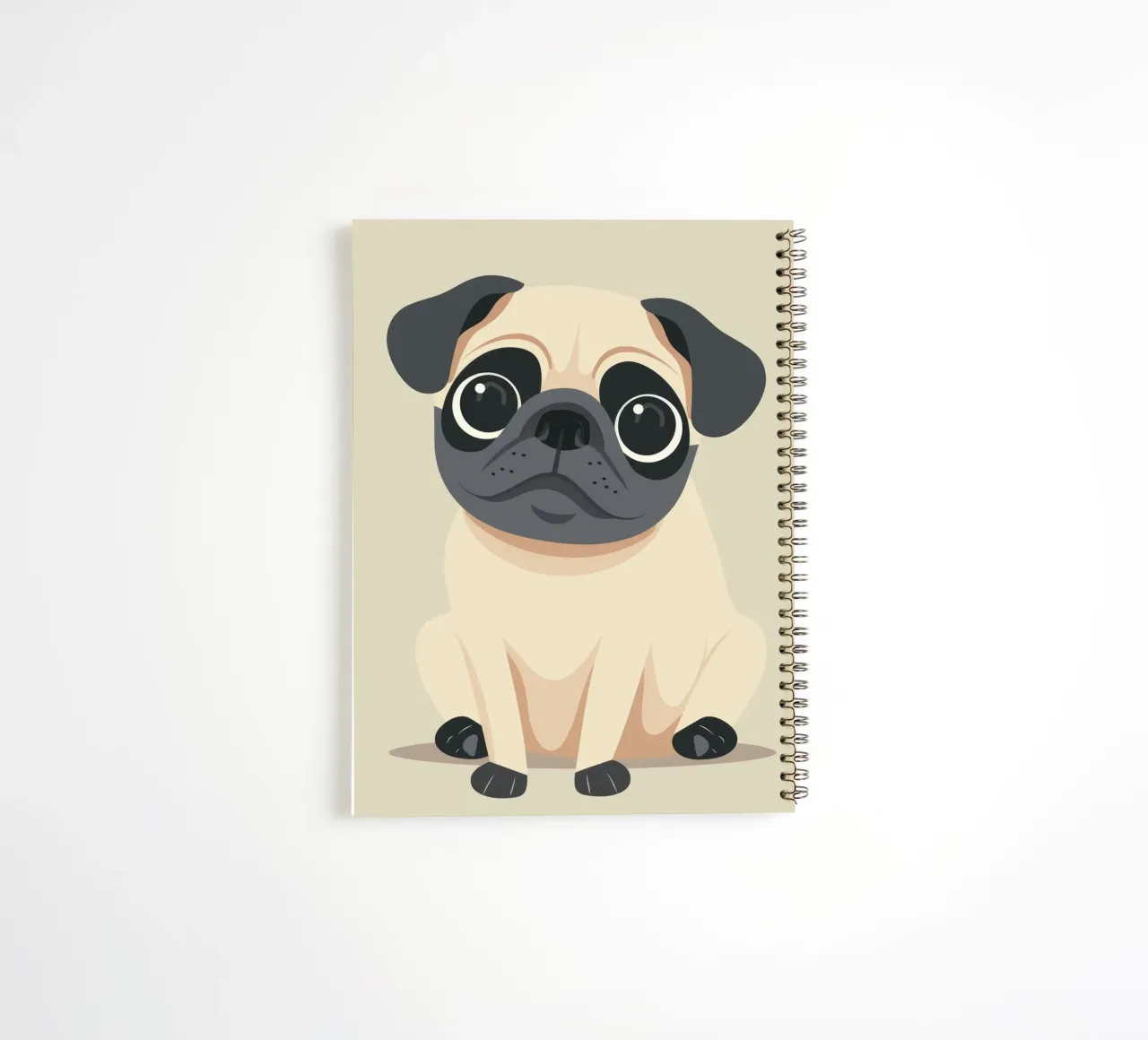 süßer verspielter Mops sitzend Ringbuch von DesignDoodle