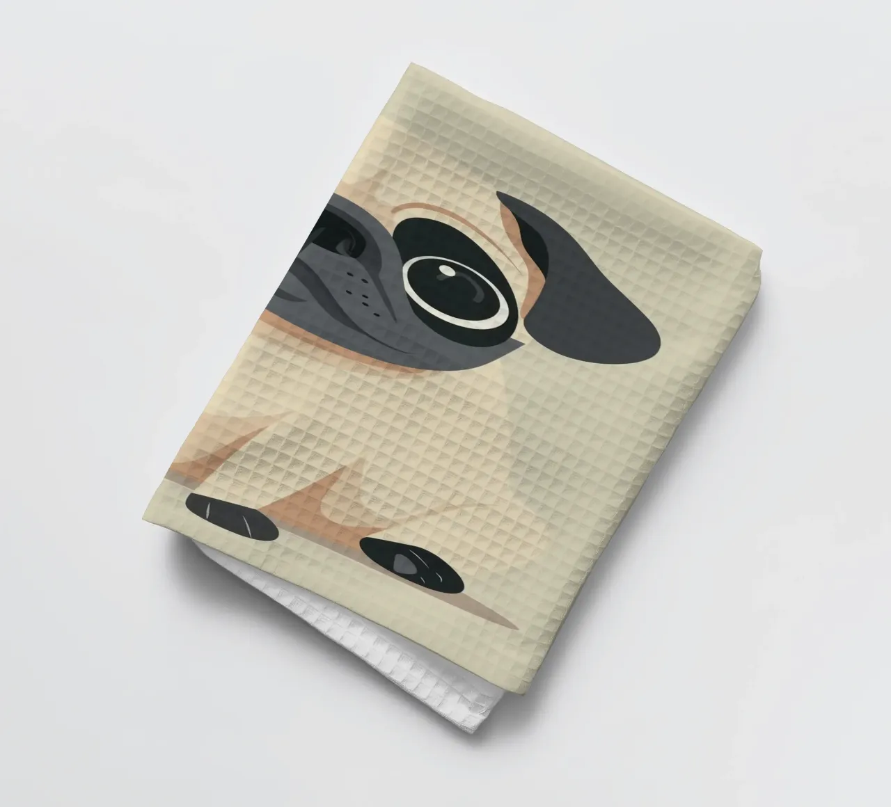 süßer verspielter Mops sitzend Geschirrtuch von DesignDoodle