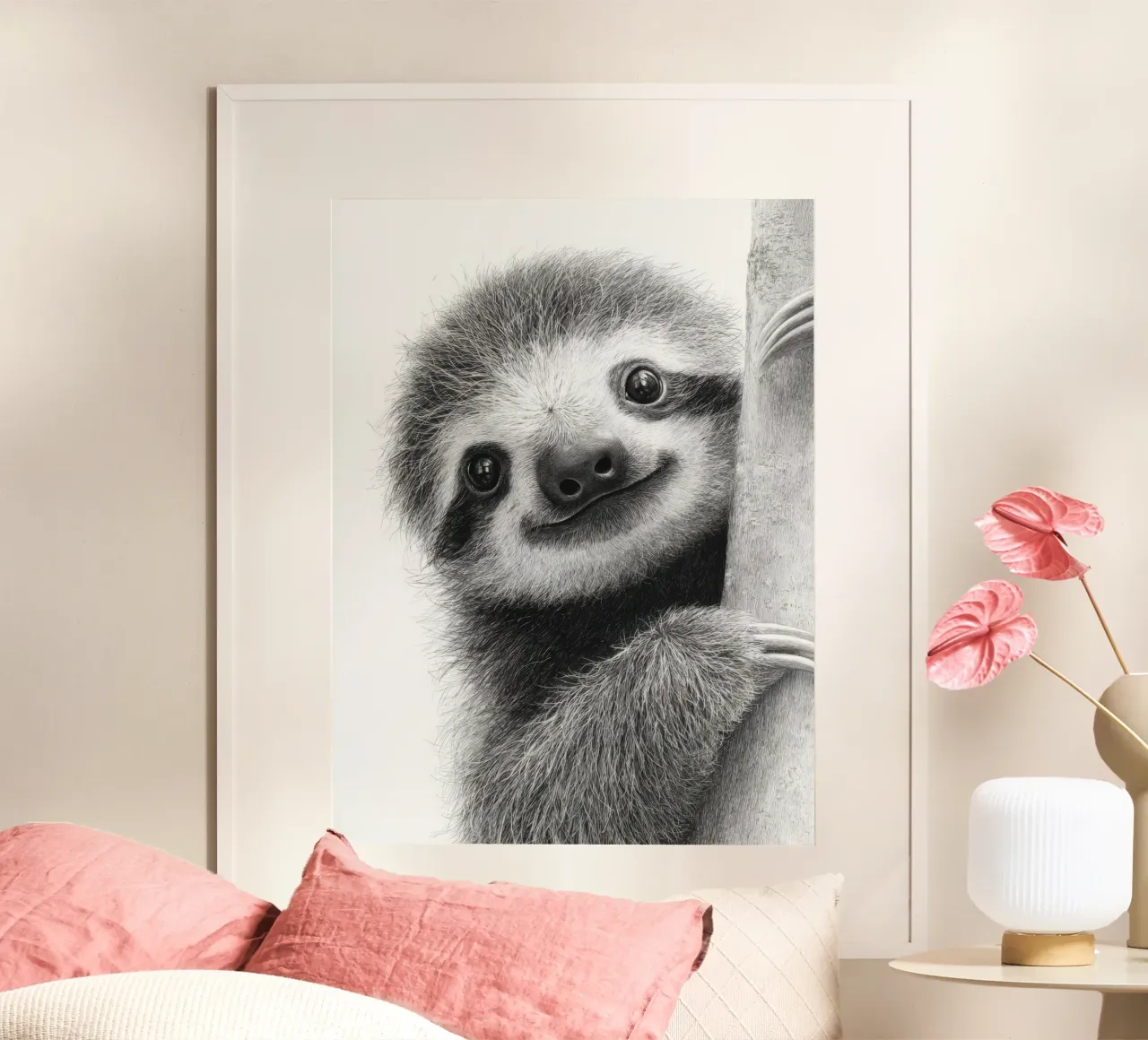 Disegno in bianco e nero Faulzier per bambini poster con telaio in plastica da SlothStella