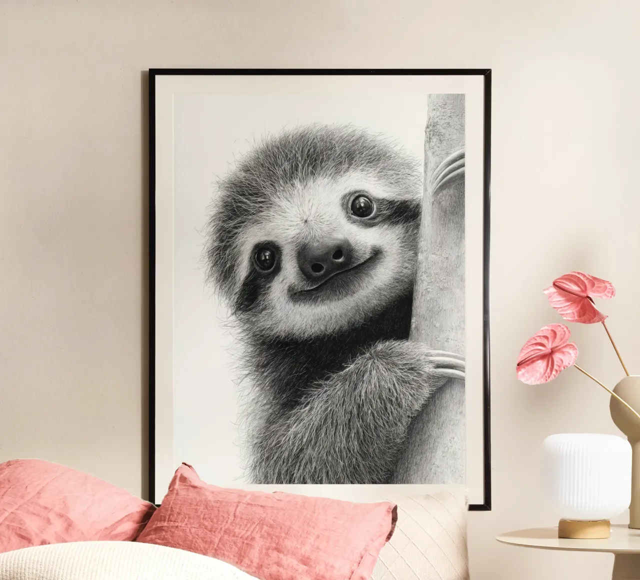 Disegno in bianco e nero Faulzier per bambini poster con telaio in plastica da SlothStella