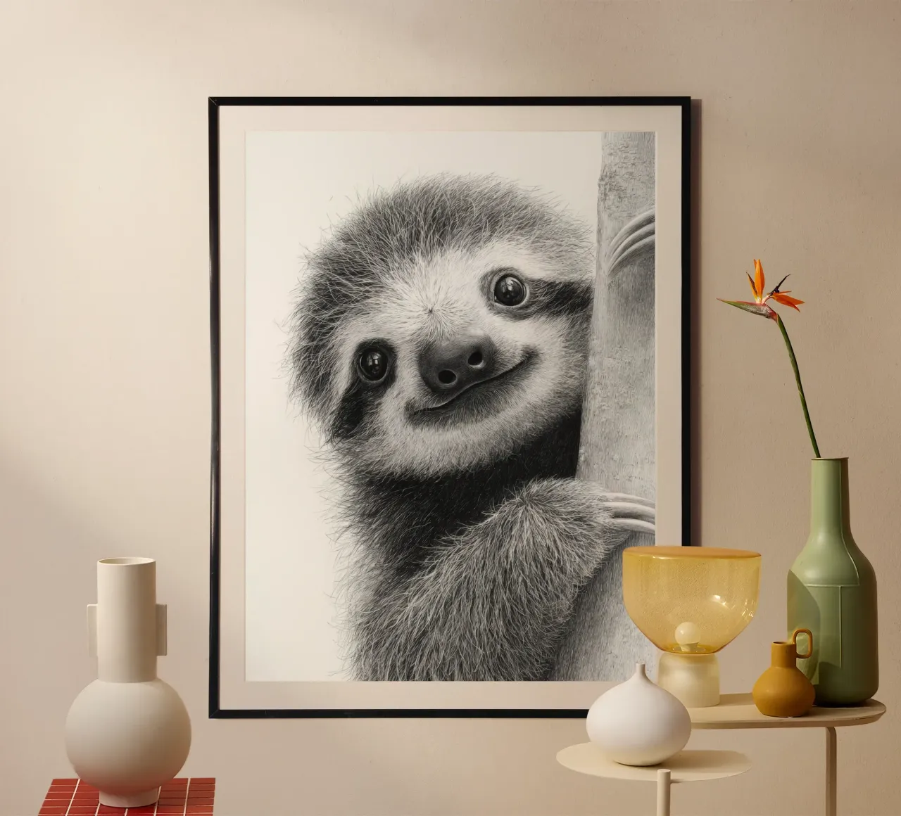 Disegno in bianco e nero Faulzier per bambini poster con telaio in alluminio da SlothStella