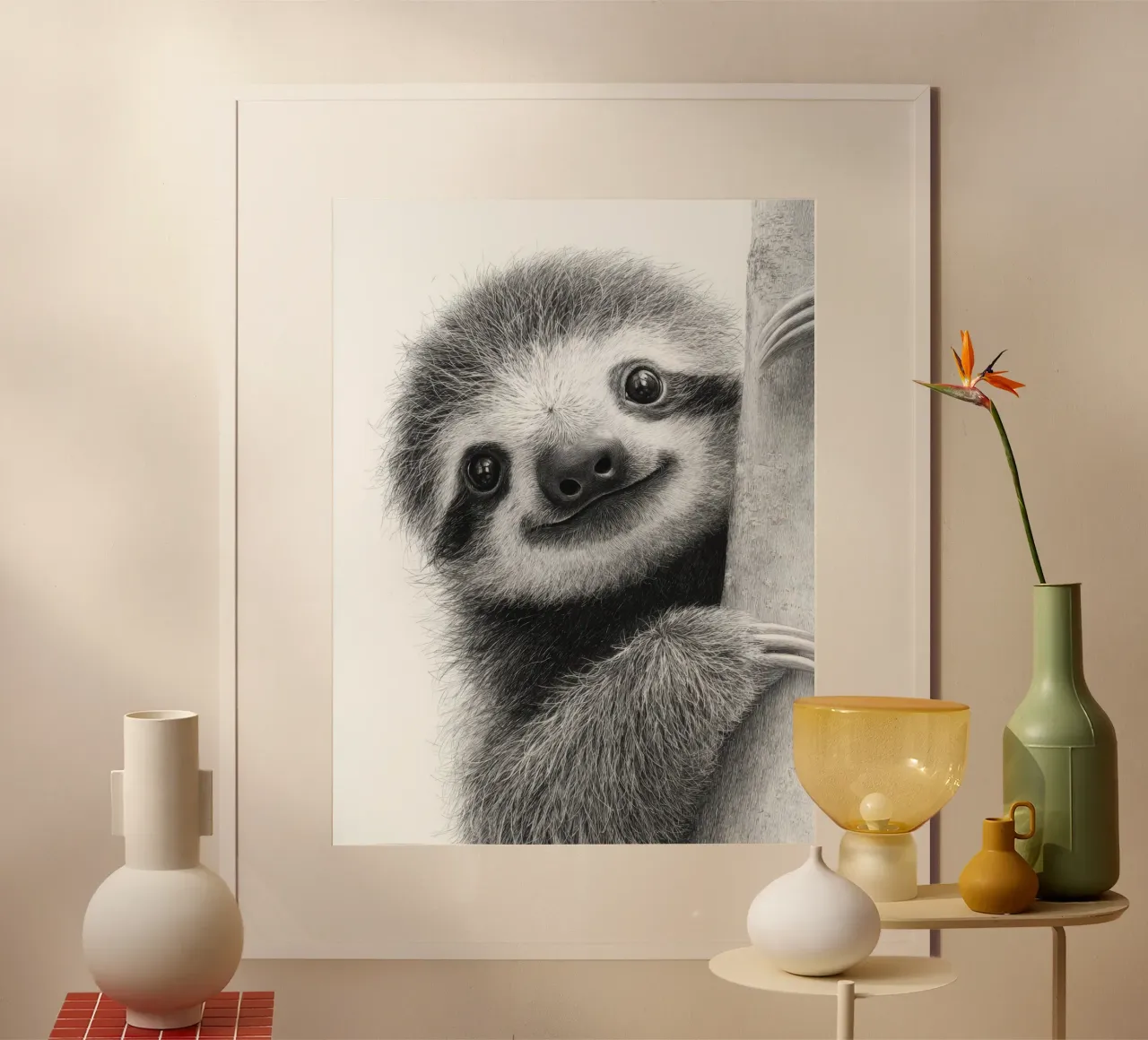 Disegno in bianco e nero Faulzier per bambini poster con telaio in alluminio da SlothStella