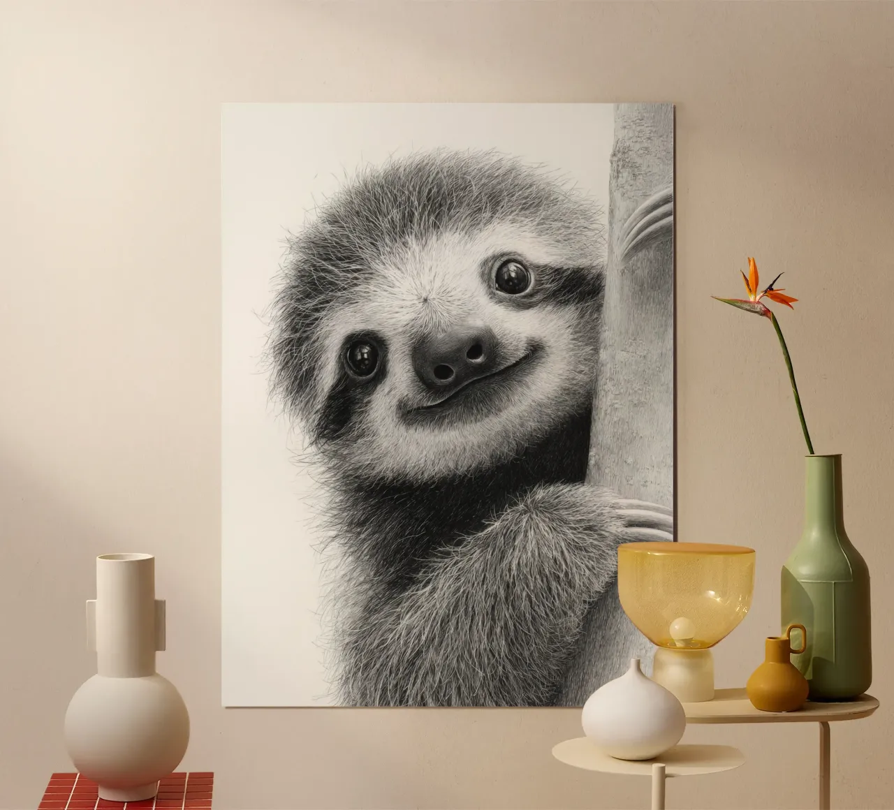 Disegno in bianco e nero Faulzier per bambini poster con telaio in alluminio da SlothStella