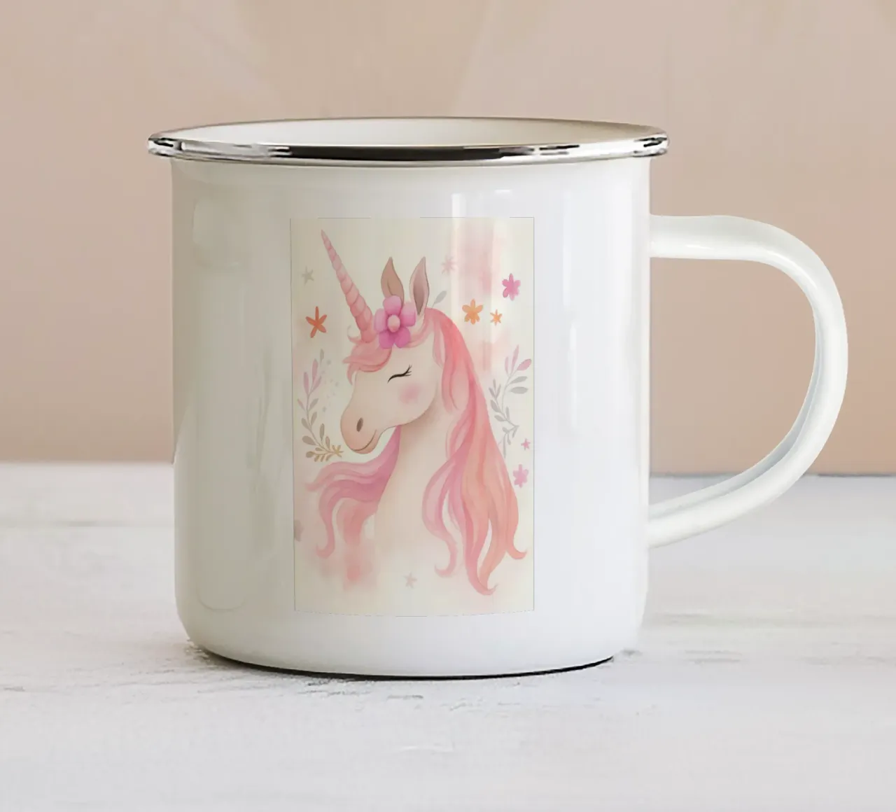 Magisches Einhorn Prinzessin in rosa Pastell Fantasy Tier Kunst Emaille Tasse von Gentle Echoes Art
