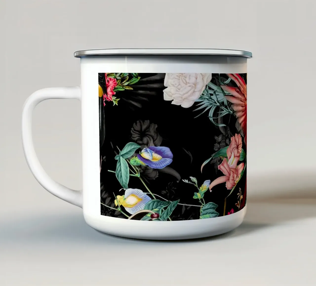 Floral and Birds IX tazza in smalto da burcukorkmazyurek