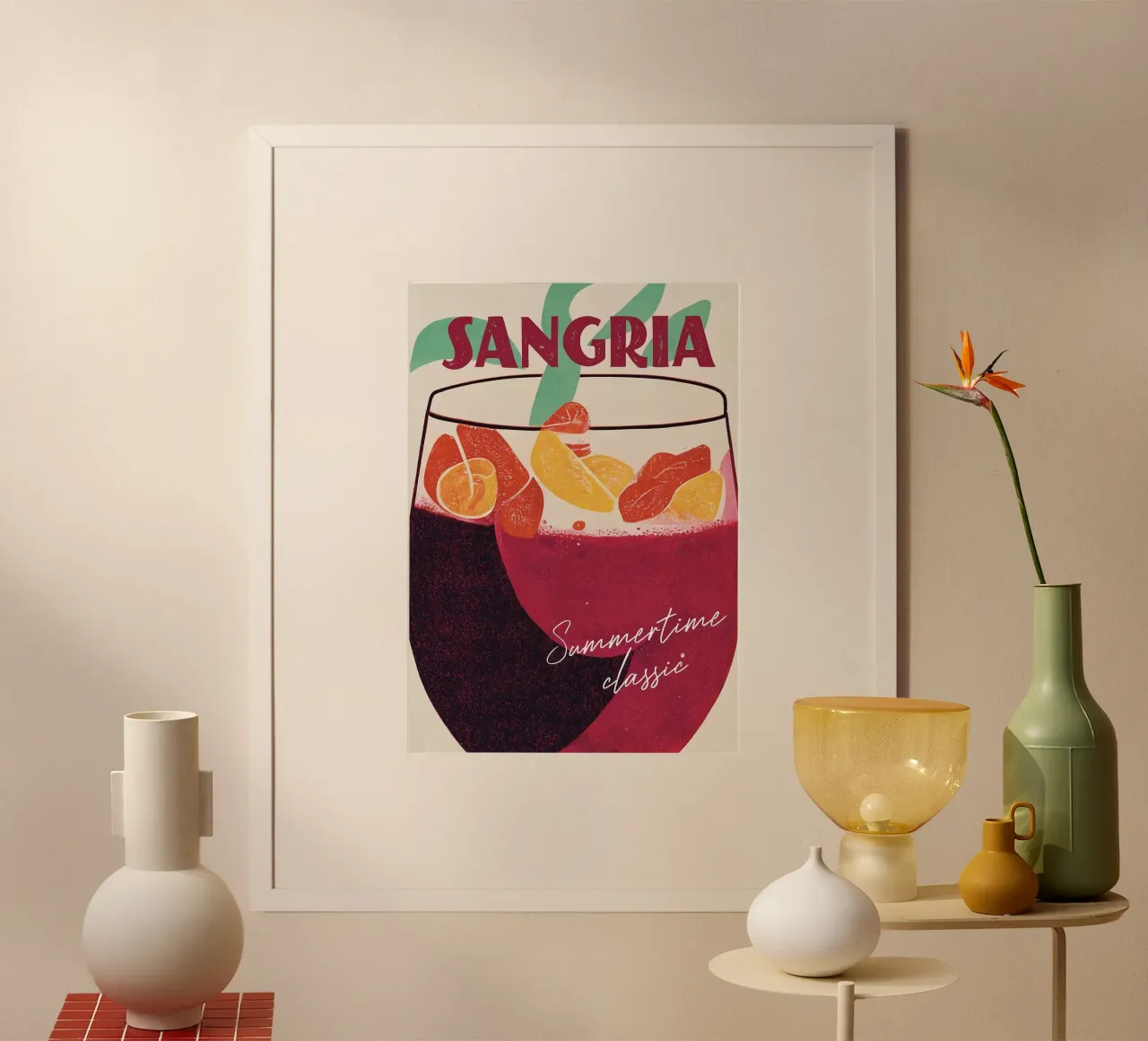 sangria bevanda estiva poster con telaio in alluminio da John C Labut