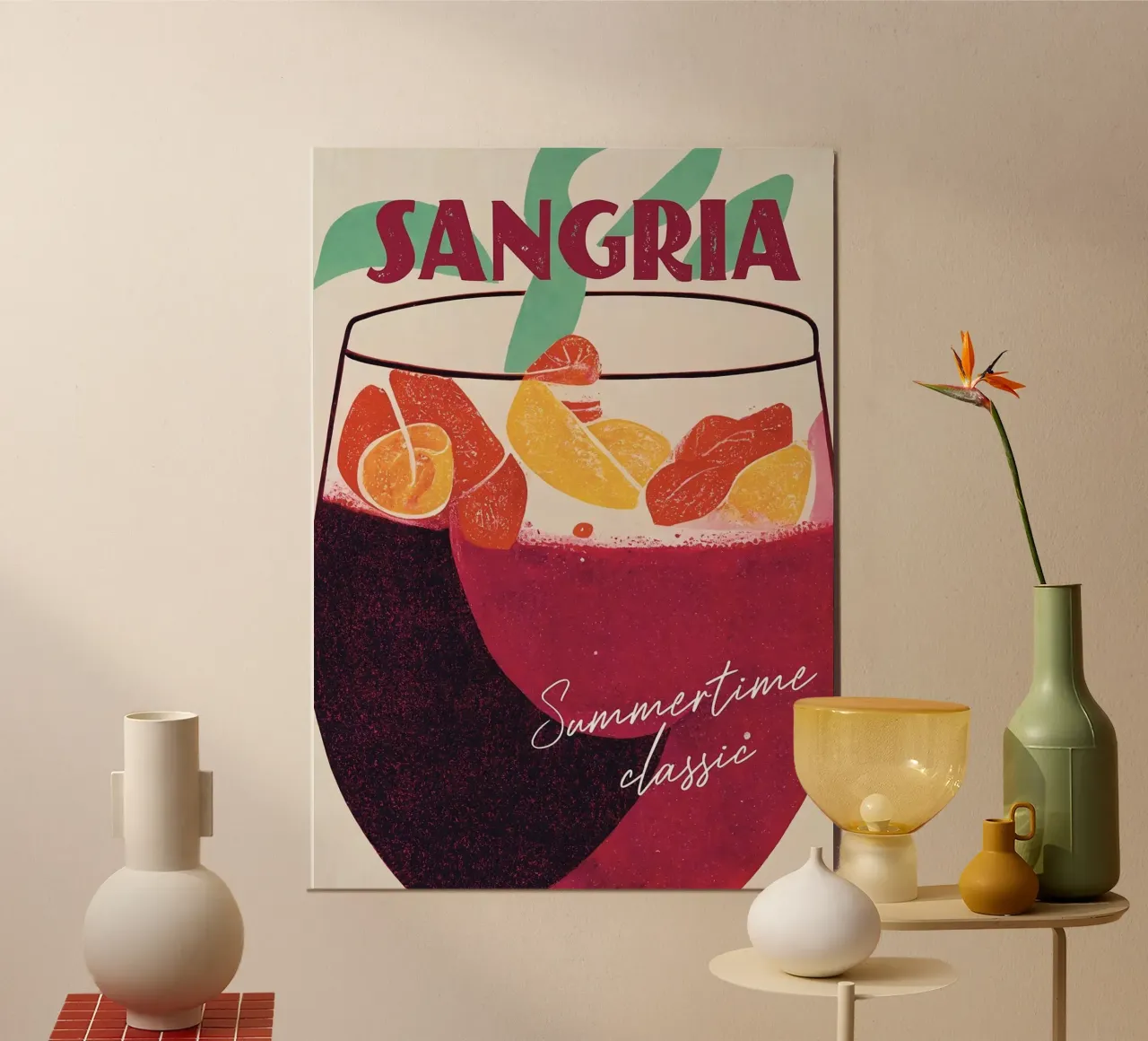 sangria bevanda estiva poster con telaio in alluminio da John C Labut