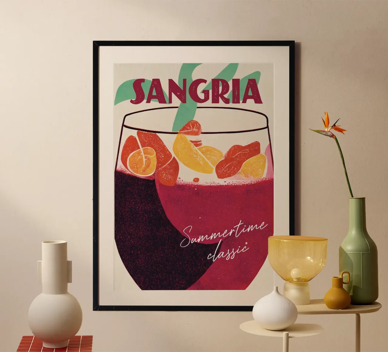 sangria bevanda estiva poster con telaio in alluminio da John C Labut