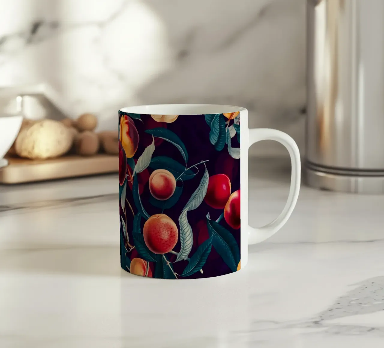 Nectarine and Leaf tazza in ceramica da burcukorkmazyurek