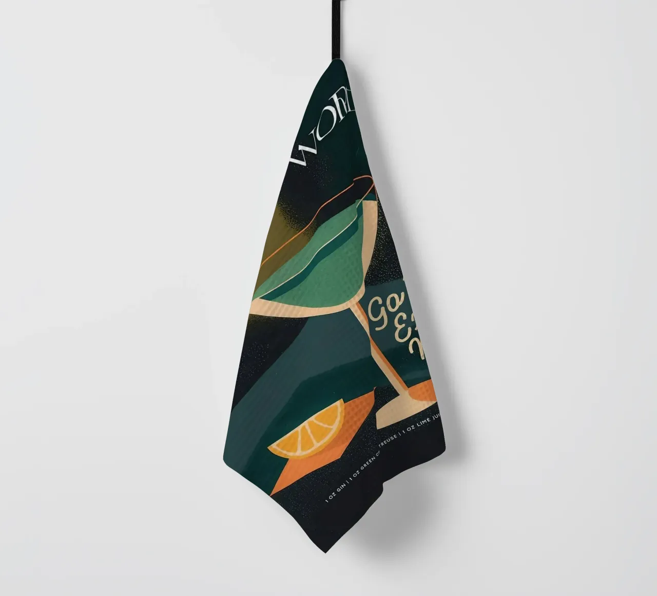 cocktail martini glass tea towel by John C Labut
