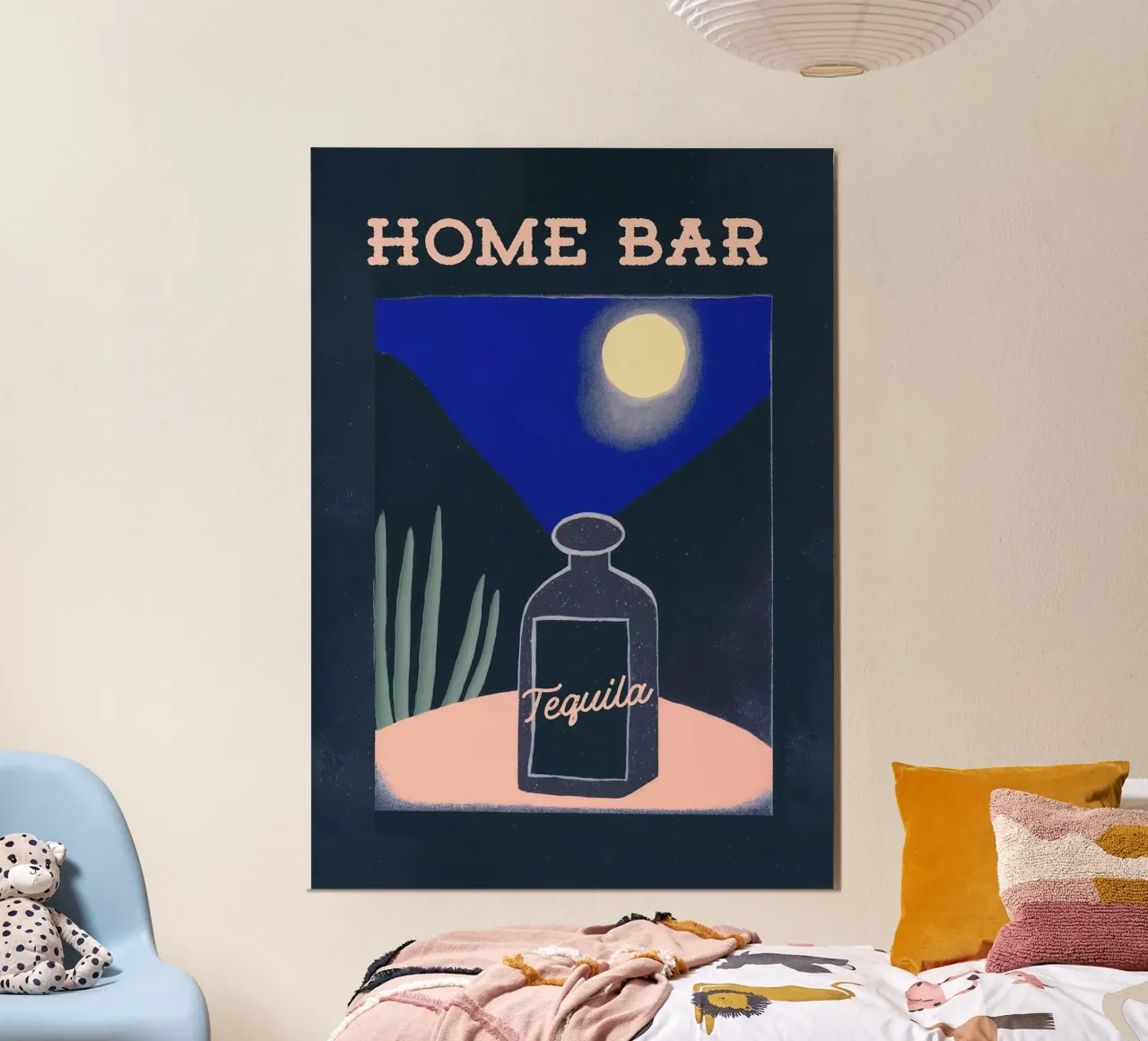 bar di casa poster con telaio in legno da John C Labut