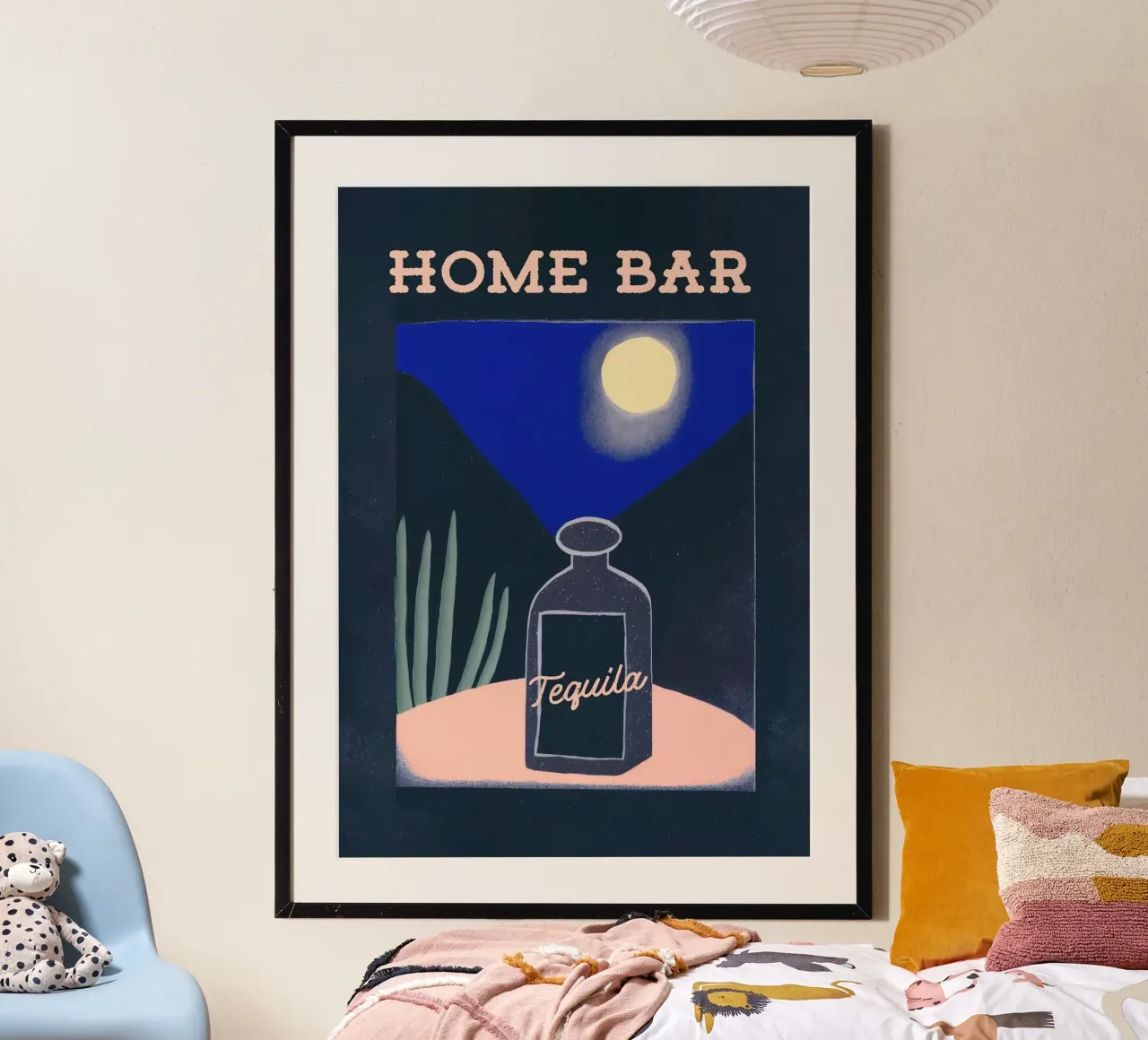 bar di casa poster con telaio in legno da John C Labut