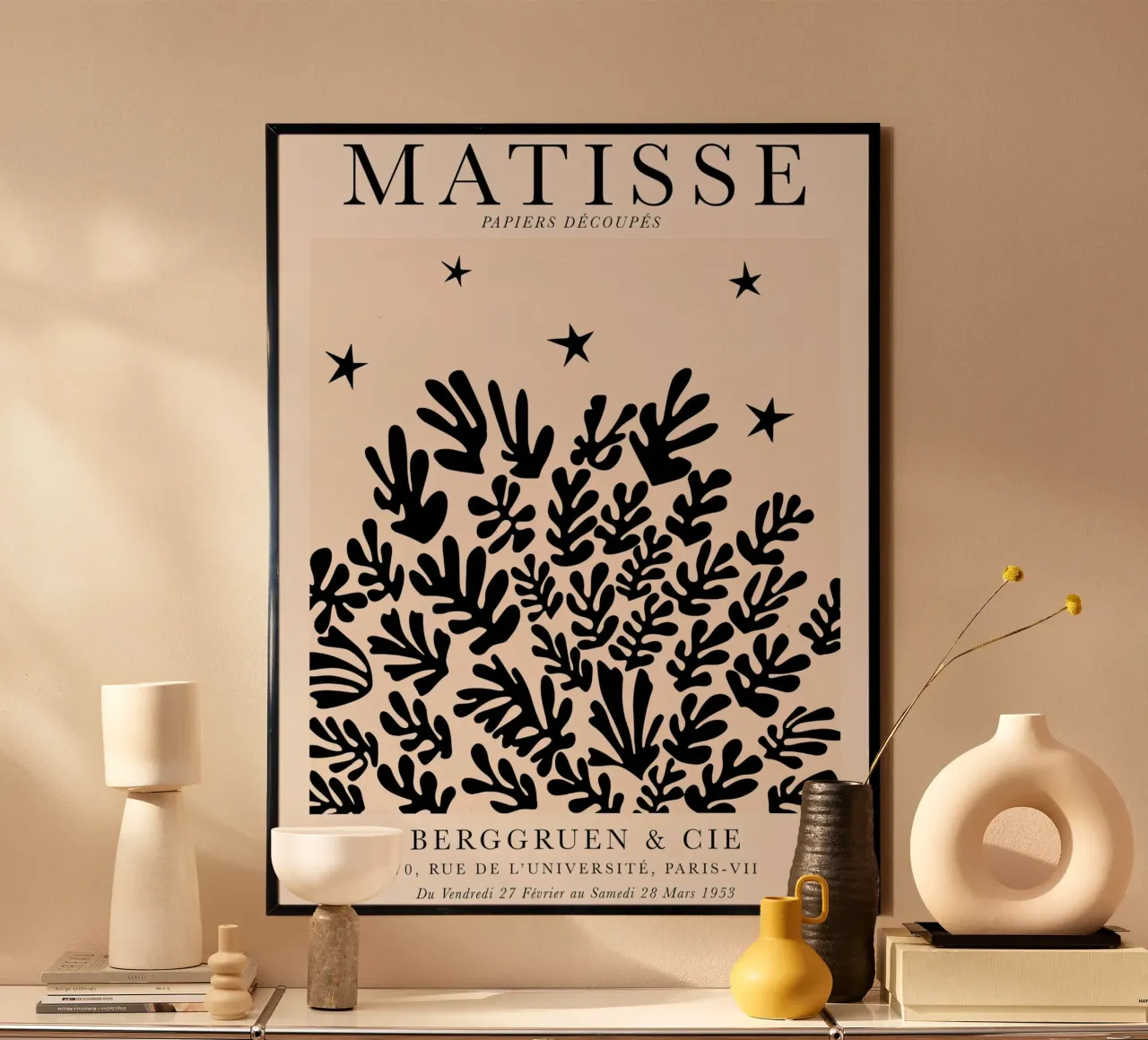 Matisse Silhouette Botanical Art 1953 poster avec cadre en bois de Jam Poster
