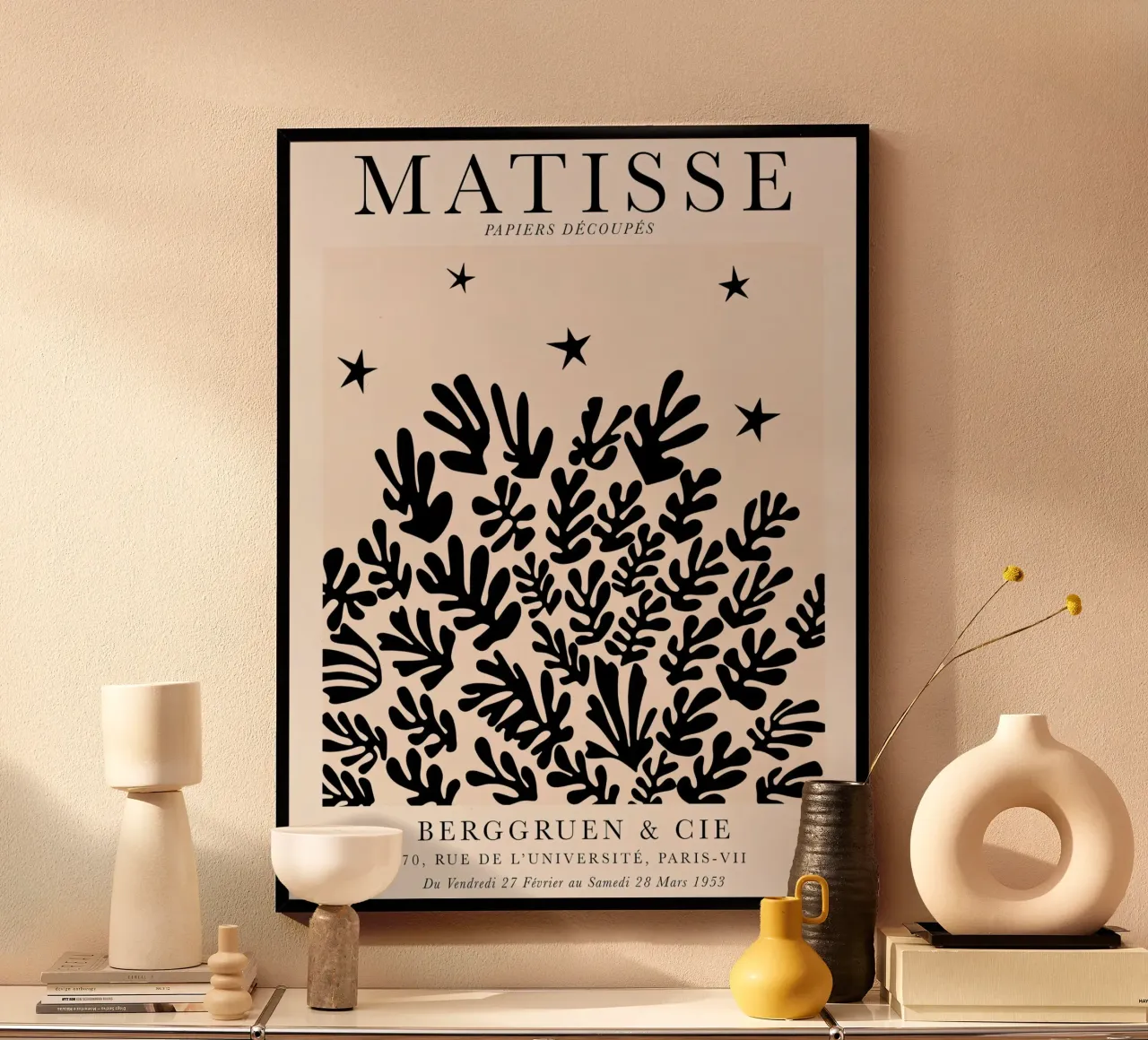 Matisse Silhouette Botanical Art 1953 poster avec cadre en bois de Jam Poster