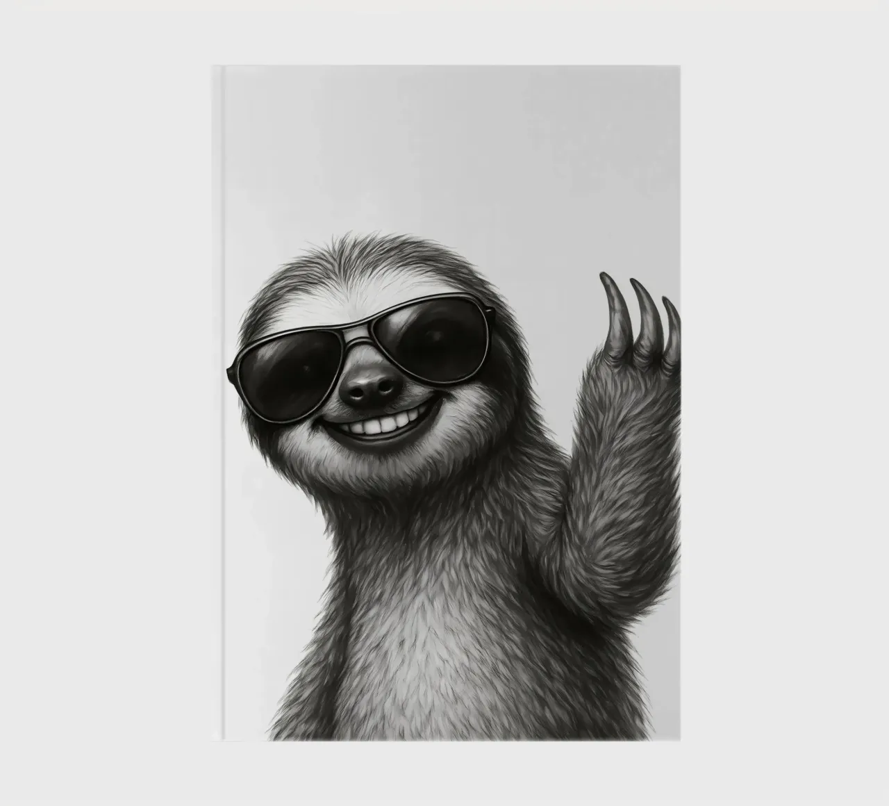 Lächelndes Faultier mit Sonnenbrille winkt Hallo Notizbuch von flufftee
