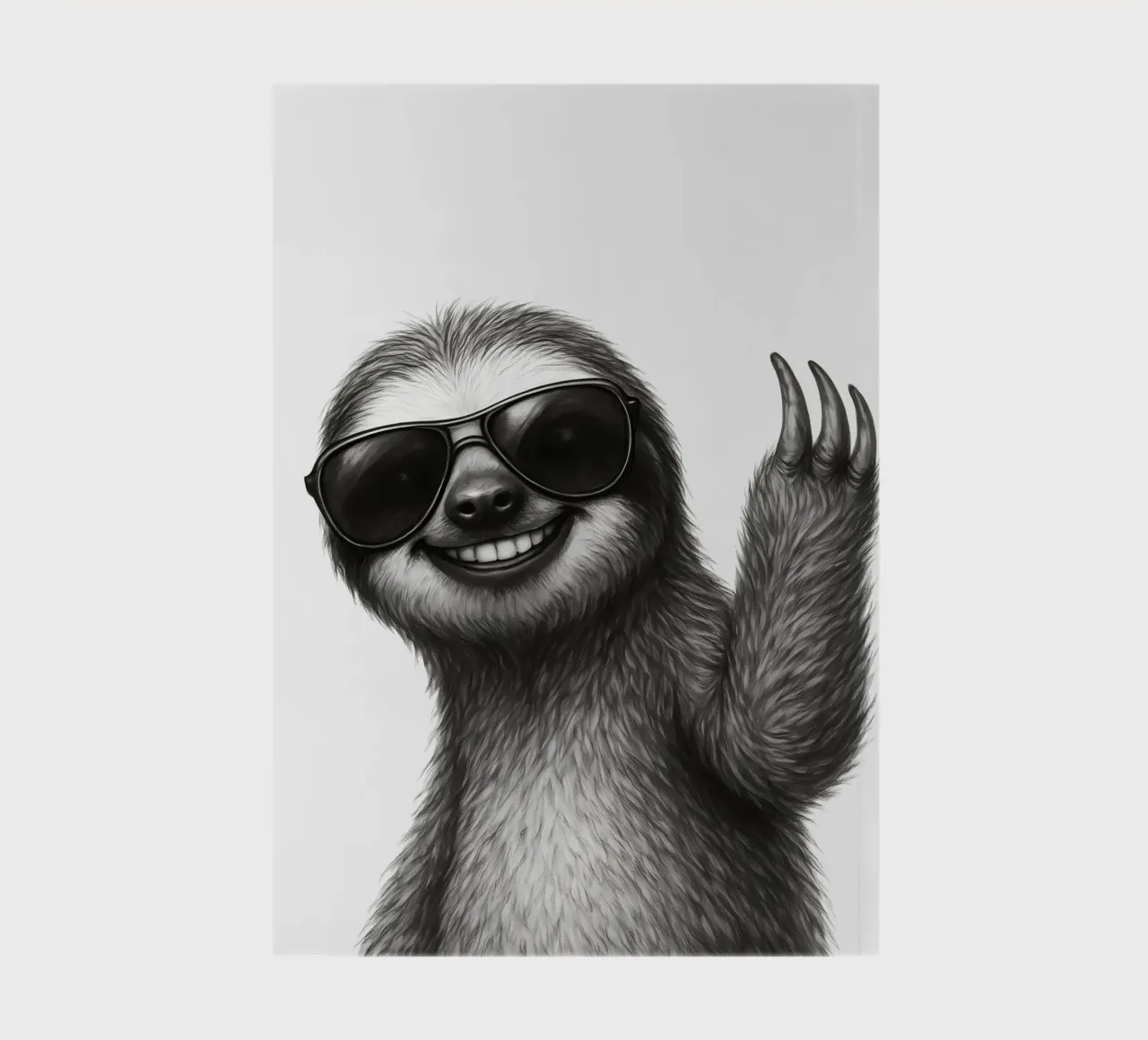Smiling Sloth in Sunglasses Waves Hello notebook by flufftee