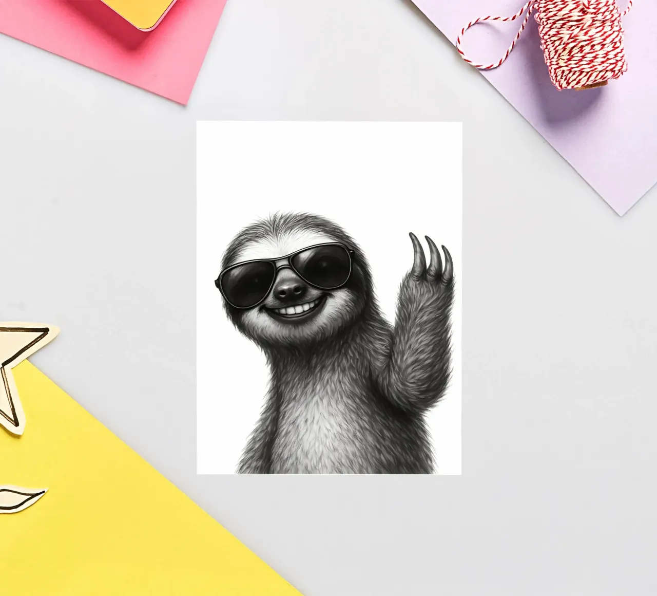 Smiling Sloth in Sunglasses Waves Hello sticker by flufftee