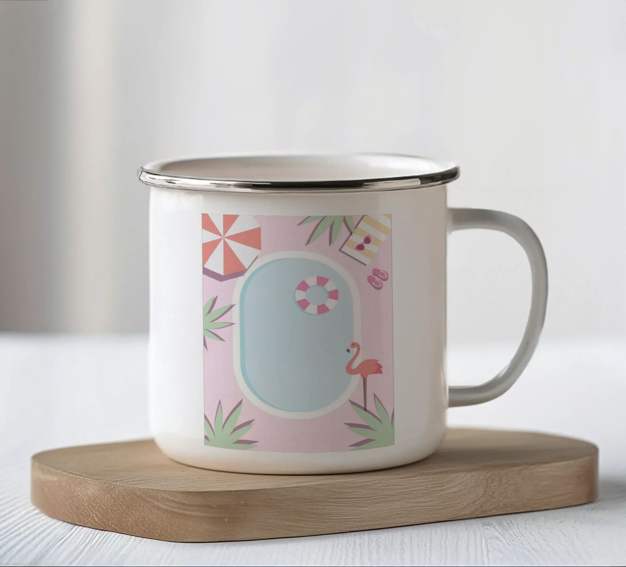 Flamingo Pool Party Emaille Tasse von cafelab