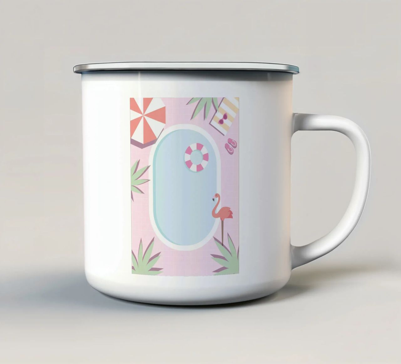 Flamingo Pool Party Emaille Tasse von cafelab