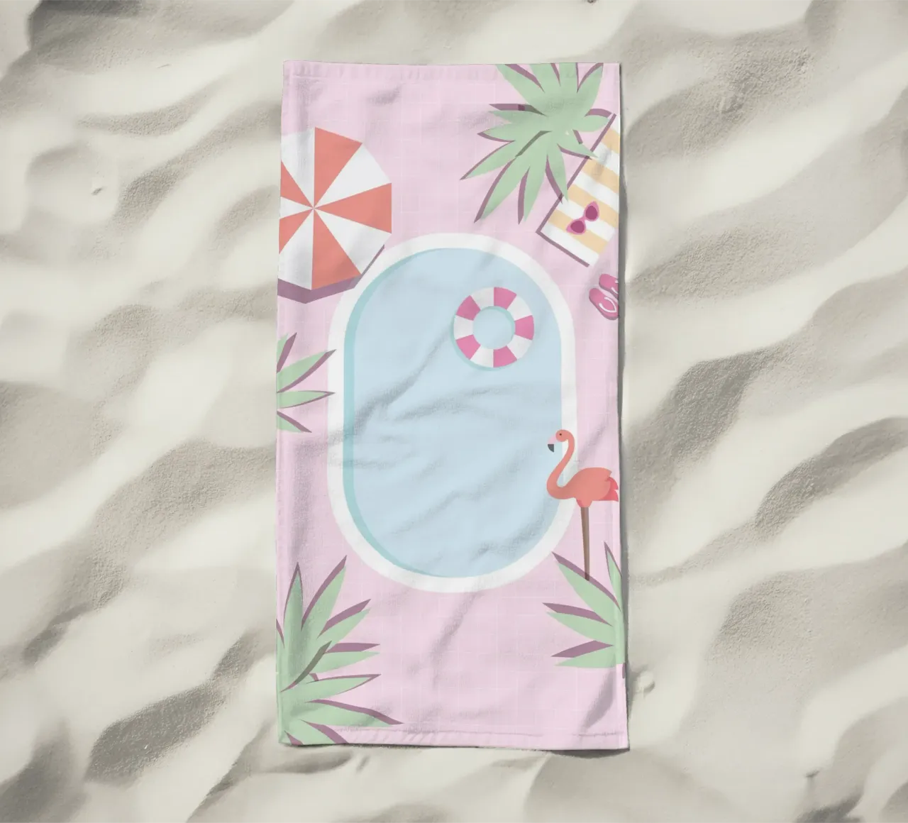 Flamingo Pool Party beach towel by cafelab