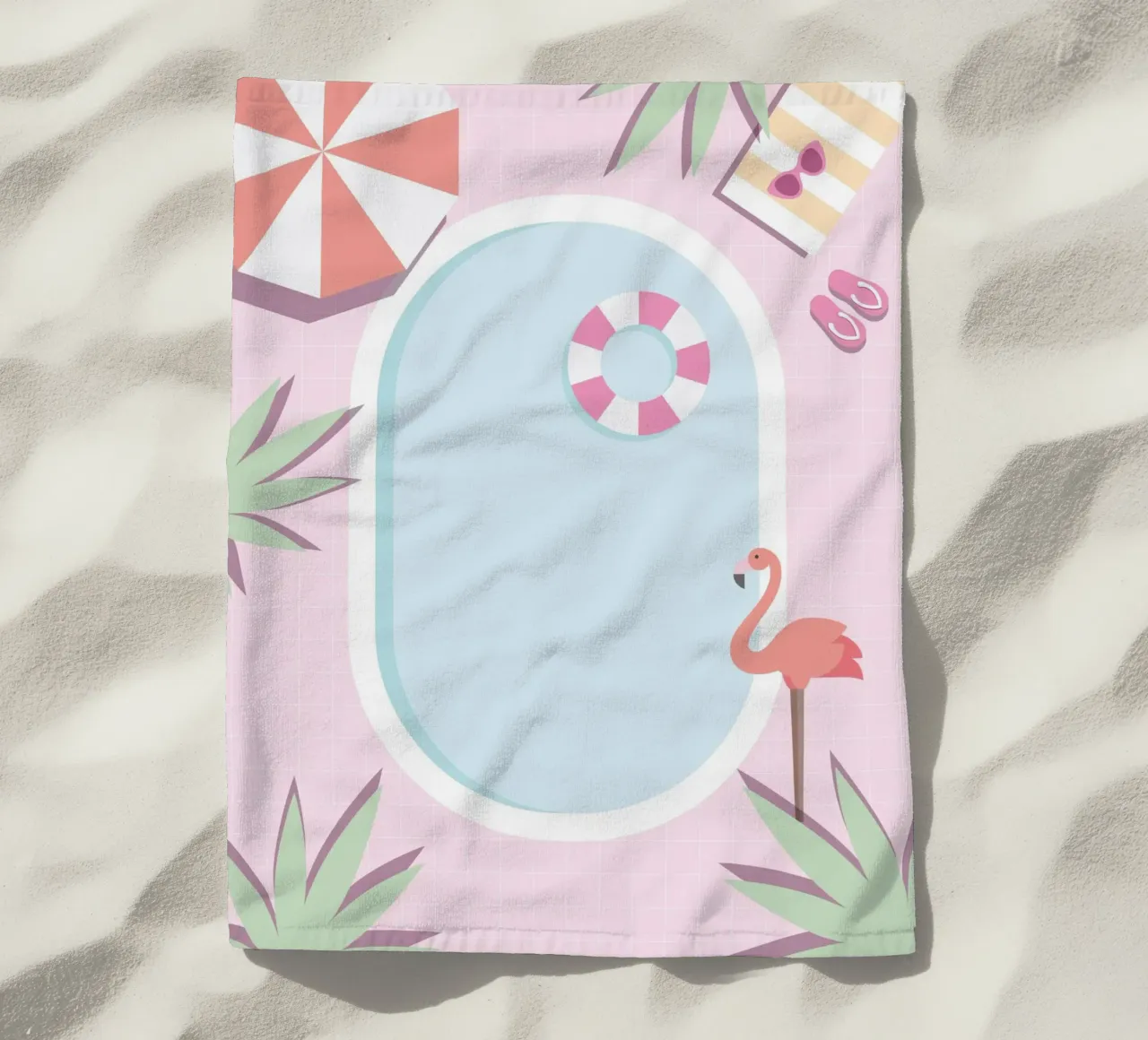 Flamingo Pool Party beach towel by cafelab