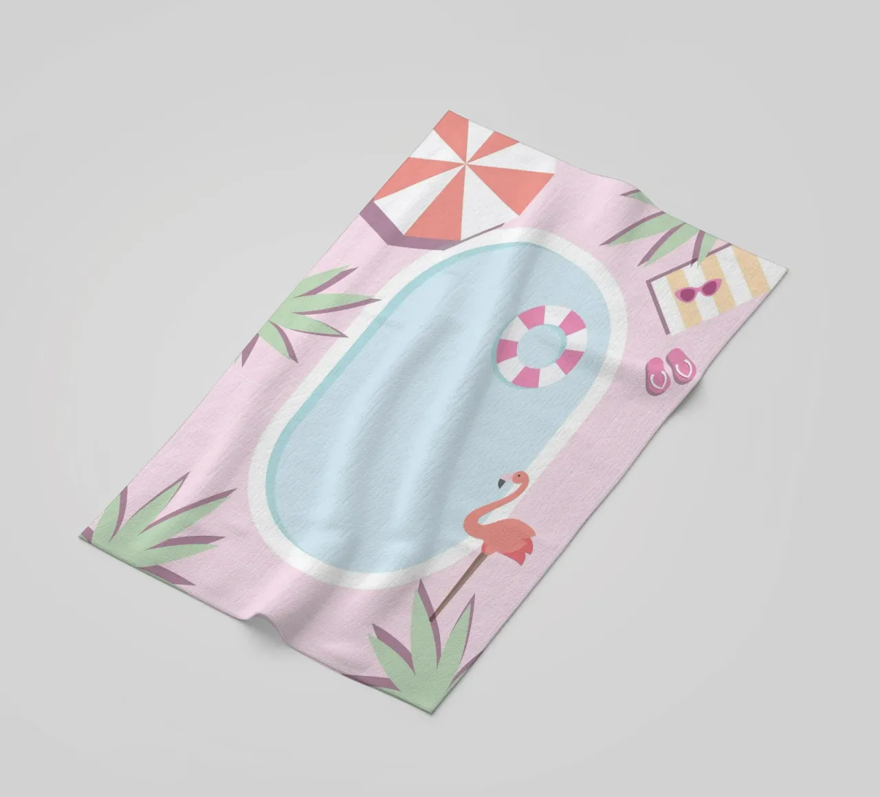 Flamingo Pool Party beach towel by cafelab