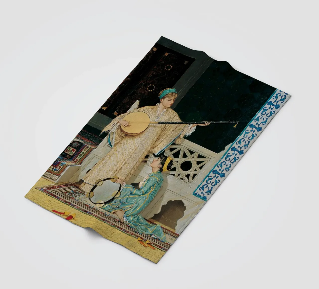 Due ragazze musiciste di Osman Hamdi Bey coperta in pile da Venus Art