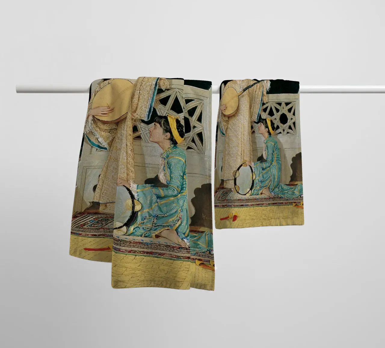 Two Musician Girls by Osman Hamdi Bey towel by Venus Art