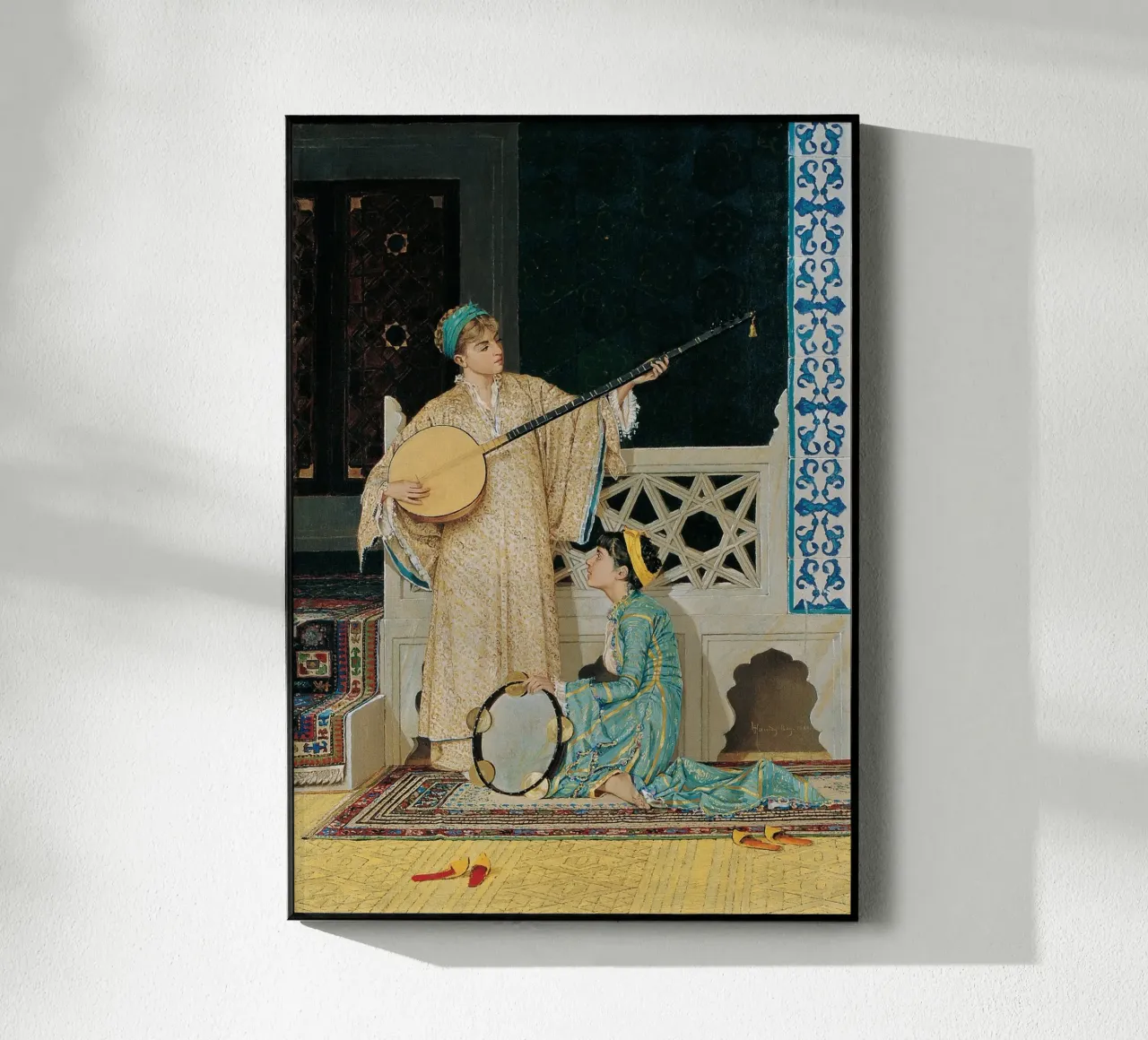 Due ragazze musiciste di Osman Hamdi Bey plexiglass da Venus Art